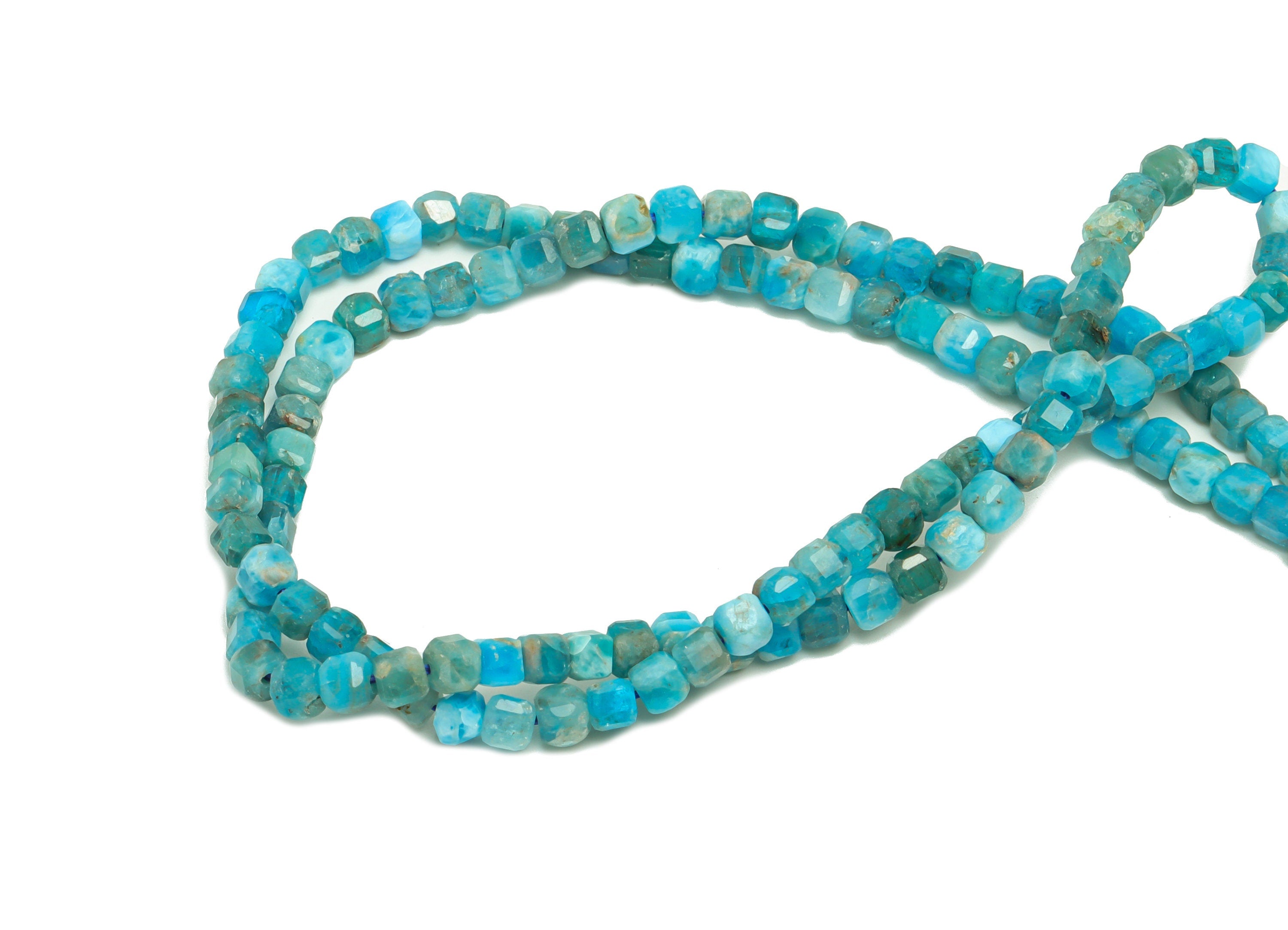 Blue Apatite Cube Beads - Natural Stone Crystal - Blue Appetite Gemstone Beads - 15.5 &quot; / 1 Strand Cube Beads 3 mm - Stone Beads - NS2035 - DOMEDBAZAAR