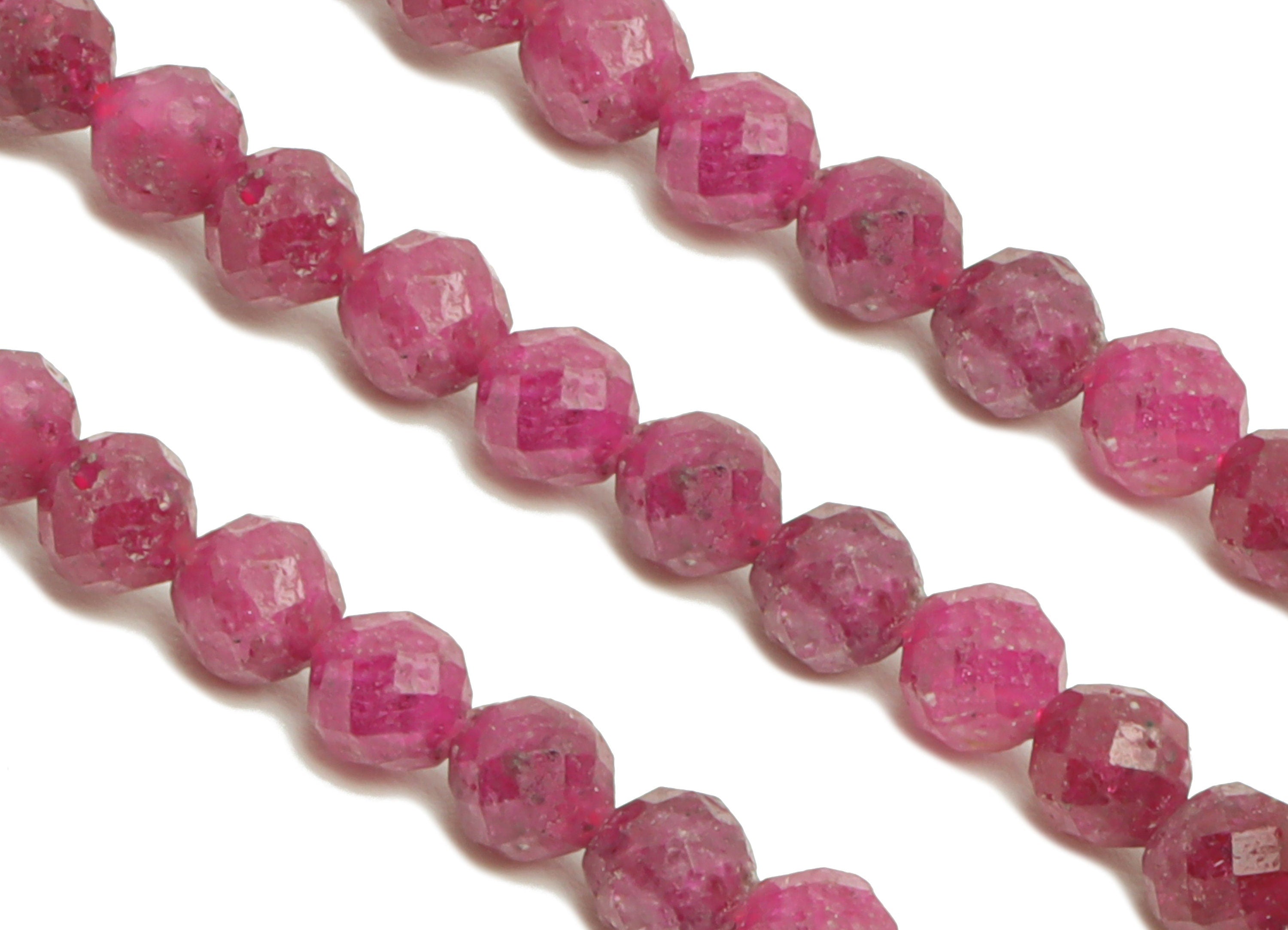 3.5mm Ruby Round Beads - Gemstone Purple Ruby Beads - 15.5 &quot;/ Strand Faceted Round Beads - Natural Stone Crystal - NS2038 - DOMEDBAZAAR