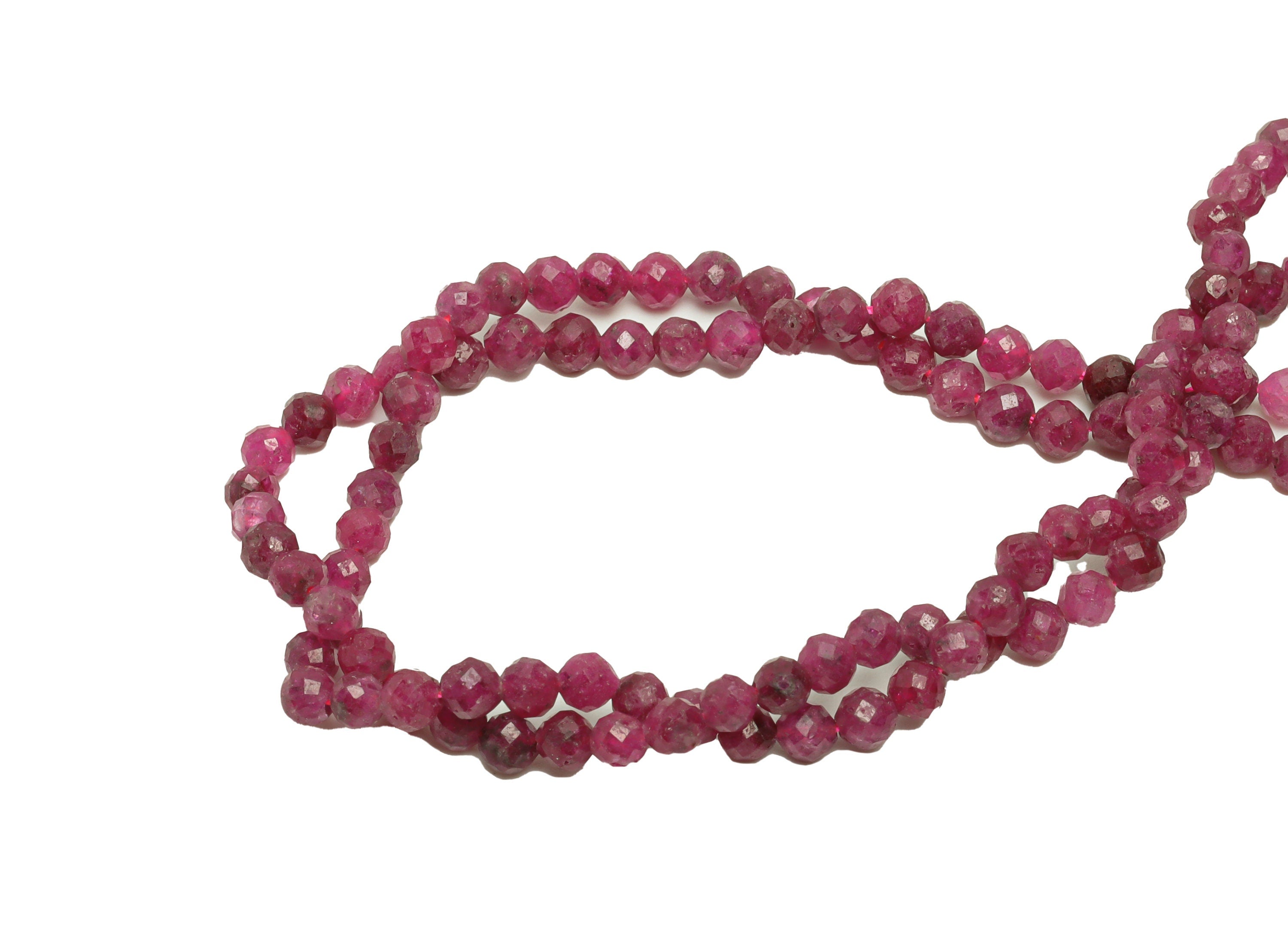 3.5mm Ruby Round Beads - Gemstone Purple Ruby Beads - 15.5 &quot;/ Strand Faceted Round Beads - Natural Stone Crystal - NS2038 - DOMEDBAZAAR