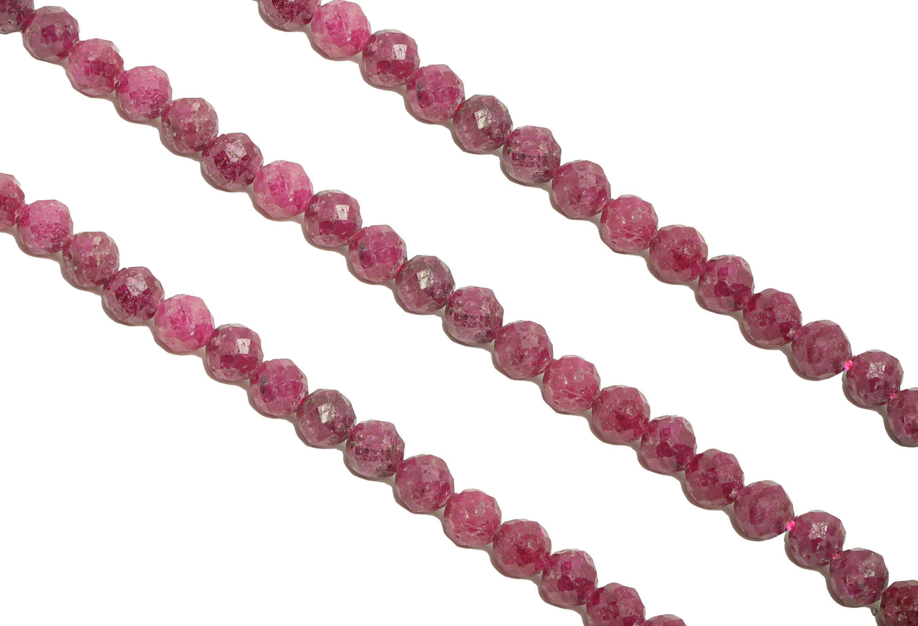 5mm Ruby Round Beads - Natural Stone Crystal - Gemstone Purple Ruby Beads - 15.5 &quot;/ Strand Faceted Round Beads - Stone Beads - NS2041 - DOMEDBAZAAR