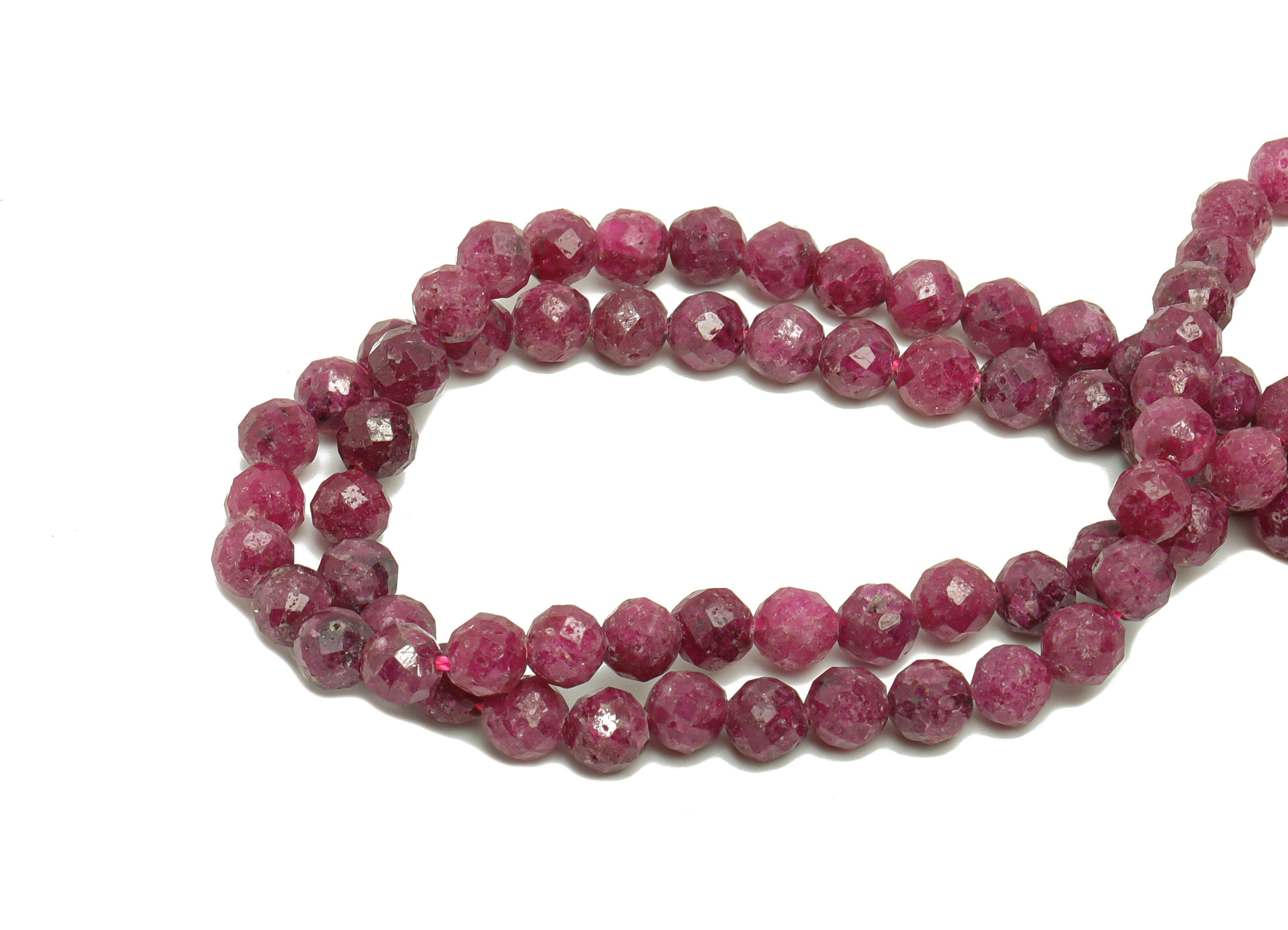 5mm Ruby Round Beads - Natural Stone Crystal - Gemstone Purple Ruby Beads - 15.5 &quot;/ Strand Faceted Round Beads - Stone Beads - NS2041 - DOMEDBAZAAR