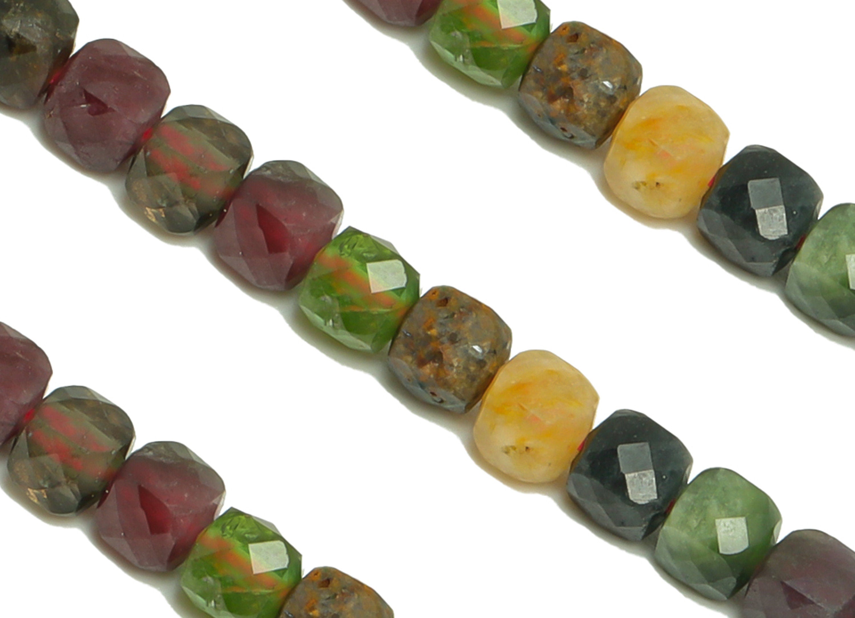 4mm Tourmaline Cube Beads - Natural Stone Crystal - Gemstone Tourmaline Beads - 15.5 &quot;/ Strand Faceted Cube Beads 4 mm - Stone Beads -NS2031 - DOMEDBAZAAR