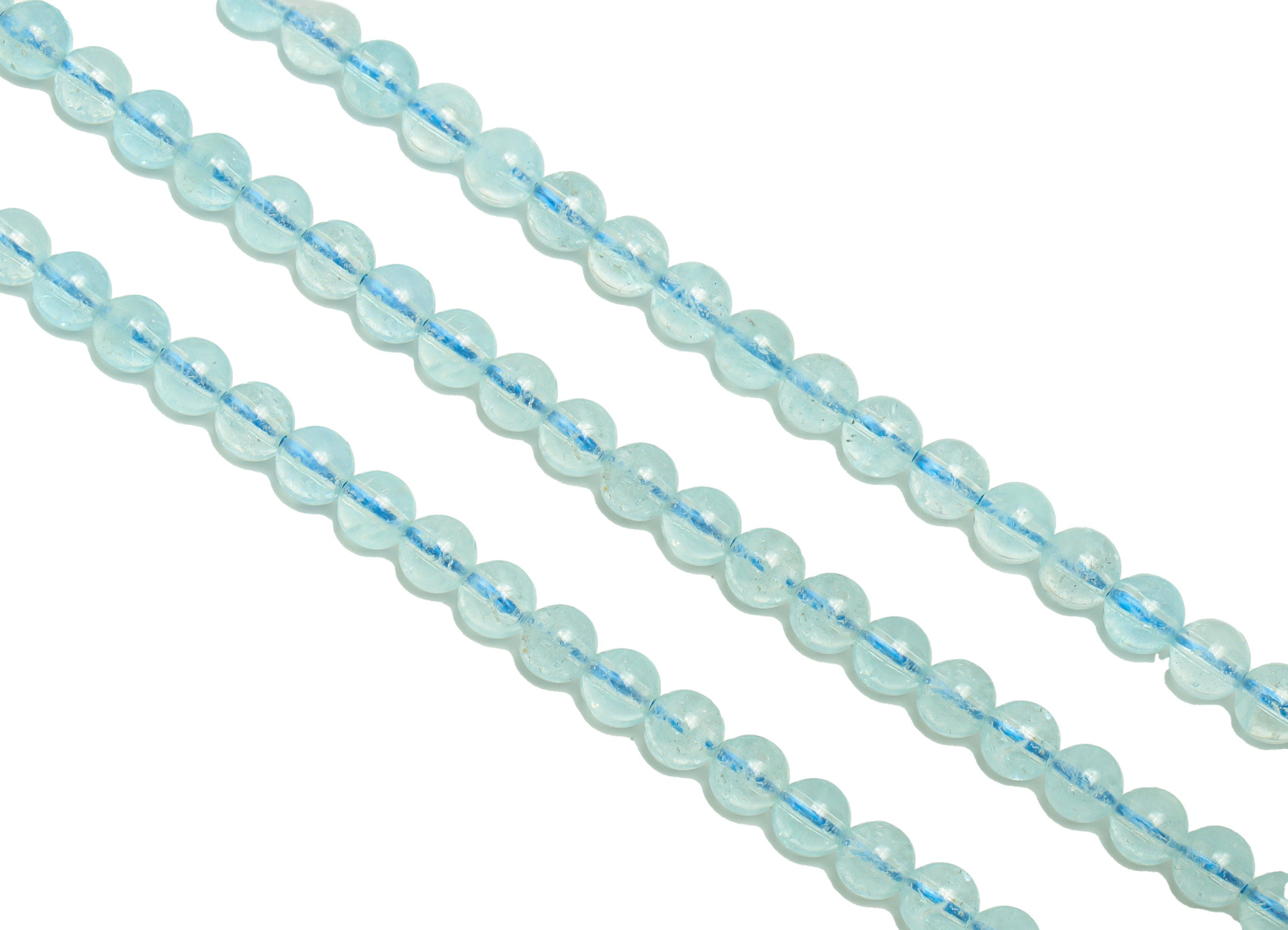 5mm Aquamarine Round Beads - Stone Crystal -Gemstone Brazil Aquamarine Beads - 15.5 &quot;/ Strand Round Beads - Natural Stone Beads - NS2065 - DOMEDBAZAAR