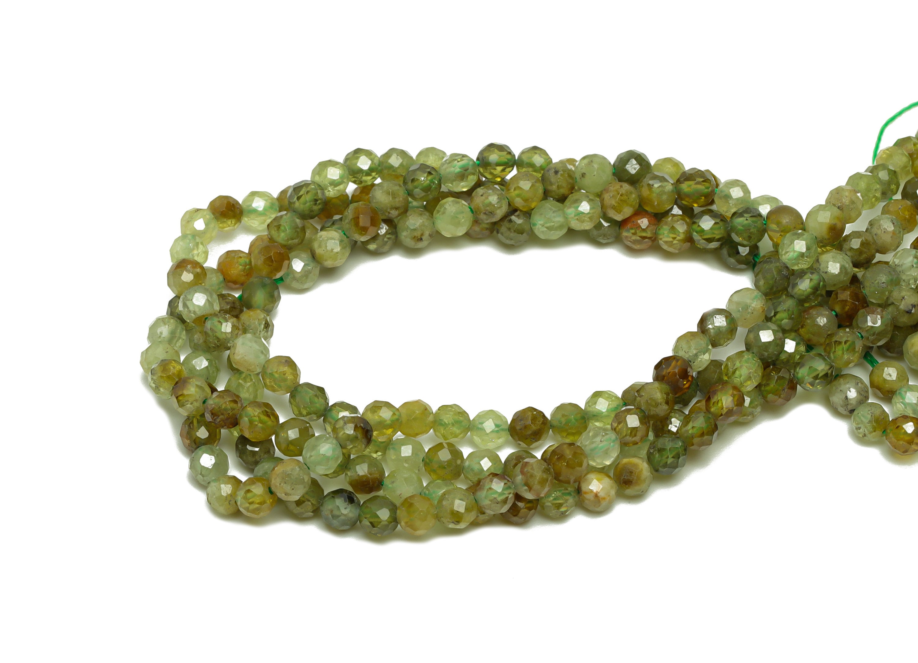 3.5mm Green Garnet Round Beads - Natural Beads Crystal - Gemstone Green Garnet Beads - 15.5 &quot;/ Strand Faceted Round Beads - NS2053 - DOMEDBAZAAR