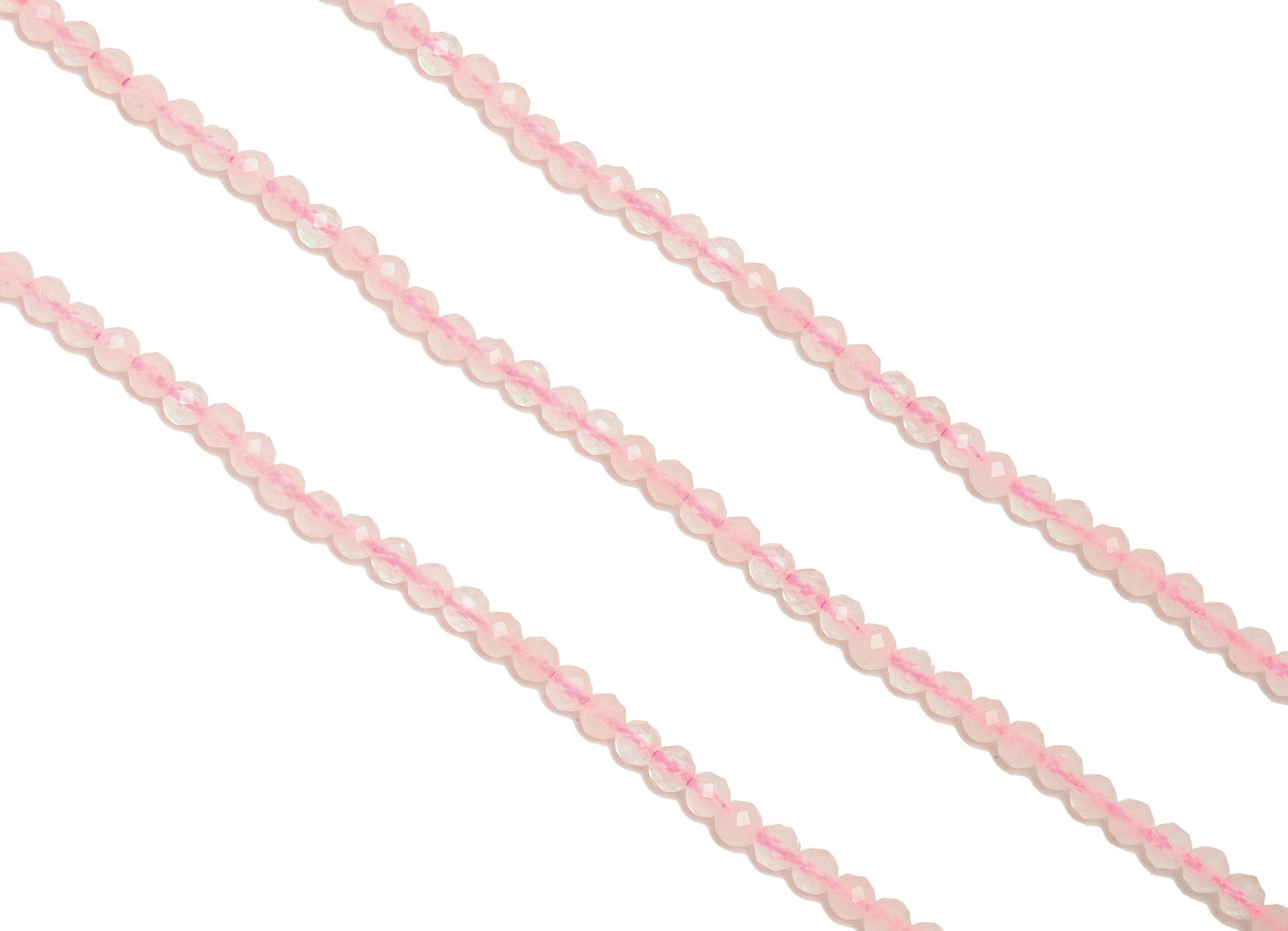 2.5mm Rose Quartz Round Beads - Crystal Beads - Gemstone Rose Quartz Beads - 15.5 &quot;/ Strand Faceted Round Beads - Rose Quartz Beads - NS2051 - DOMEDBAZAAR