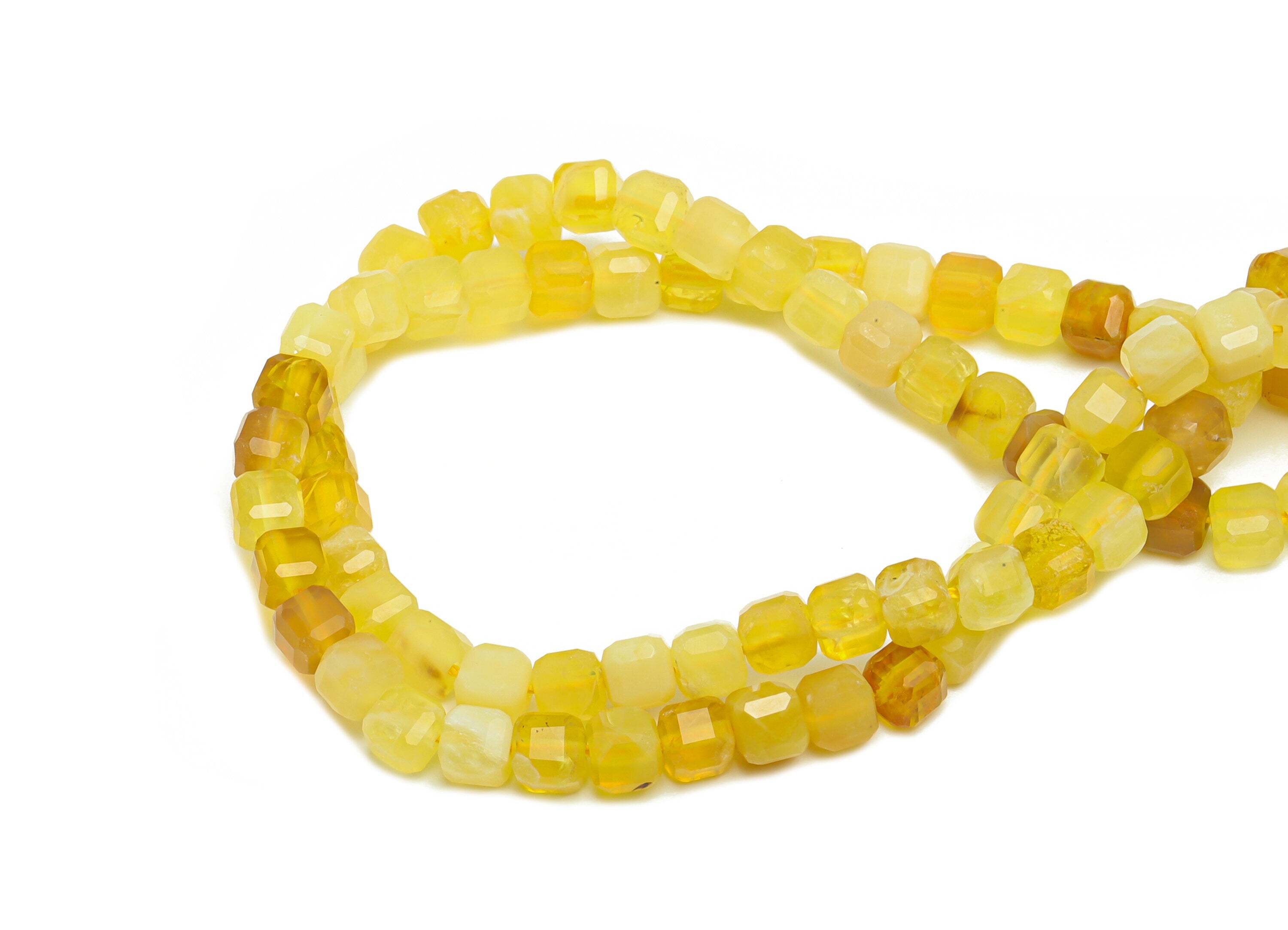 4.7mm Yellow Opal Cube Beads - Natural Beads Crystal - Gemstone Yellow Opal Beads - 15.5 &quot;/ Strand Cube Faceted Beads - Crystal Bead- NS2076 - DOMEDBAZAAR