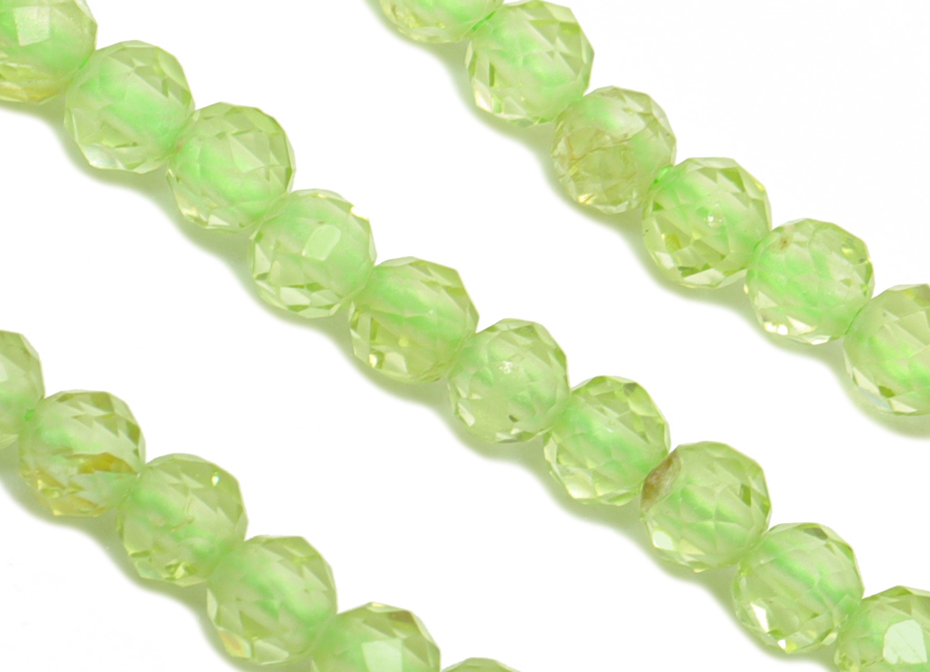 Olivine Round Beads - Green Peridot Faceted Round Beads - 15.5 &quot;/ Strand Faceted Round Beads 2mm - Gemstone Natural Stone Beads - NS2046 - DOMEDBAZAAR