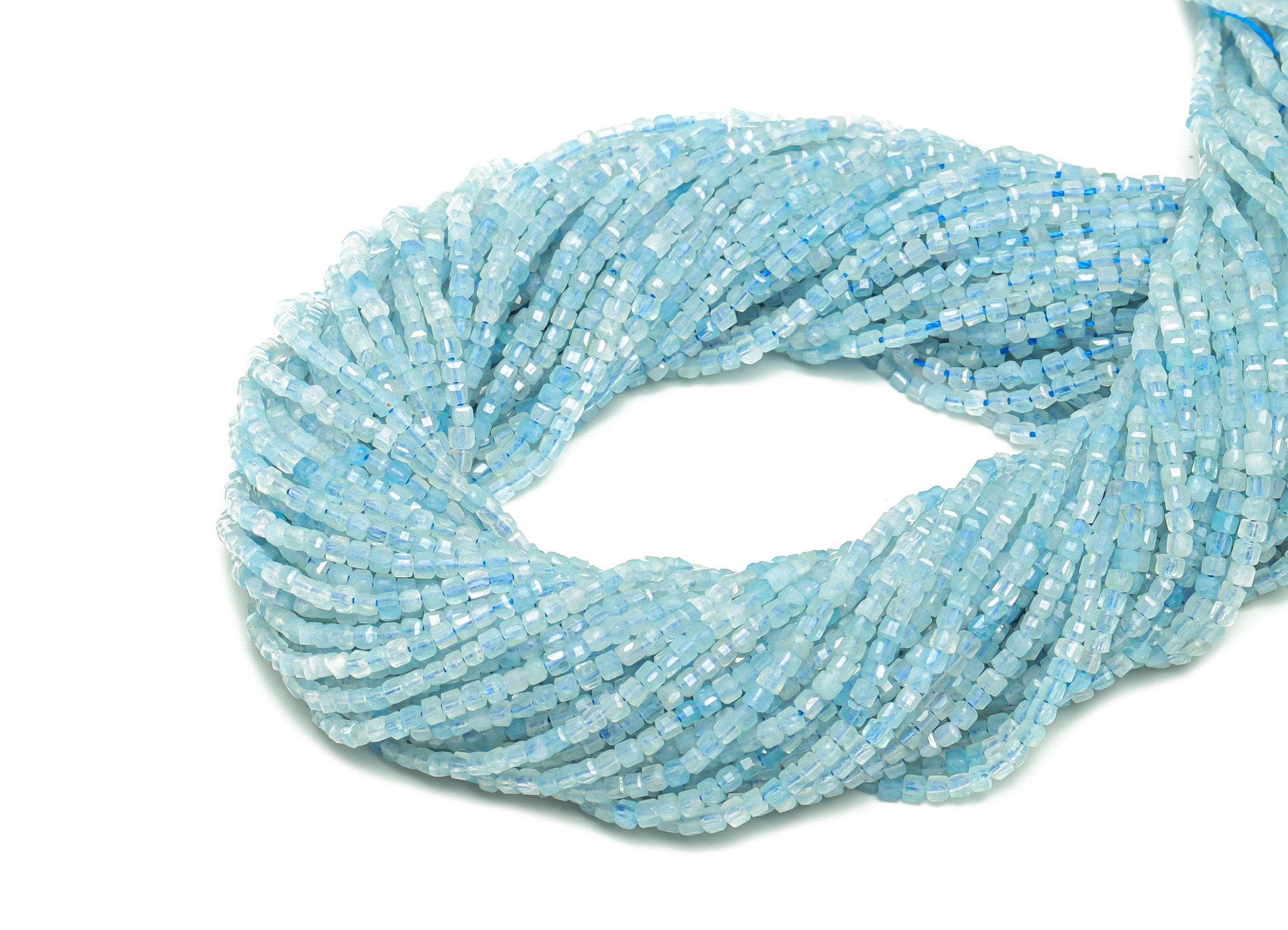 Aquamarine Cube Beads - Blue Aquamarine Cube Beads - 15.5 &quot;/ Strand Faceted Cube Beads 2mm - Gemstone Natural Stone Crystal - NS2027 - DOMEDBAZAAR