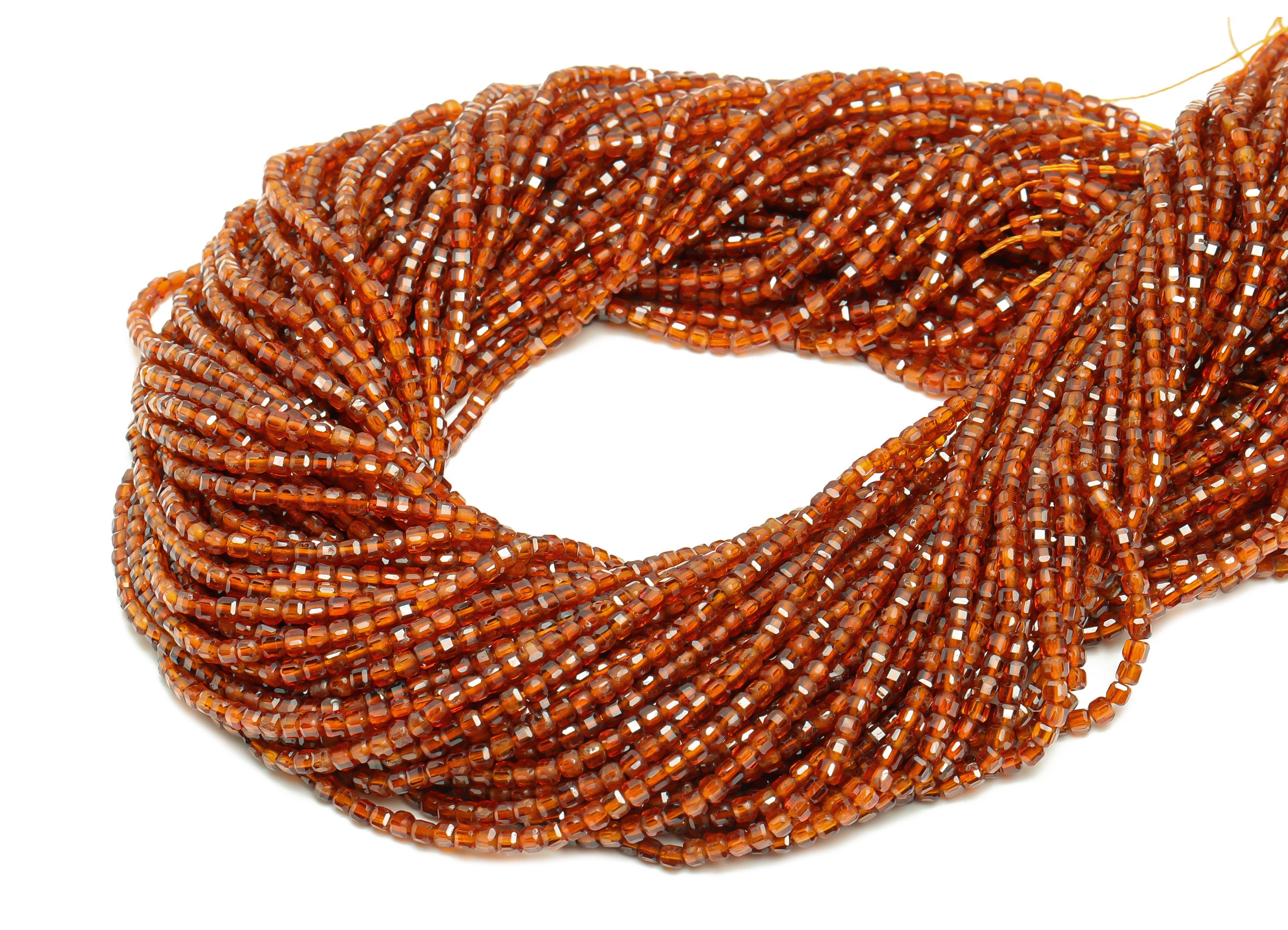 2.5mm Orange Garnet Cube Beads - Natural Stone Crystal - Gemstone Garnet Beads - 15.5 &quot;/ Strand Faceted Cube Beads - Stone Beads - NS2030 - DOMEDBAZAAR