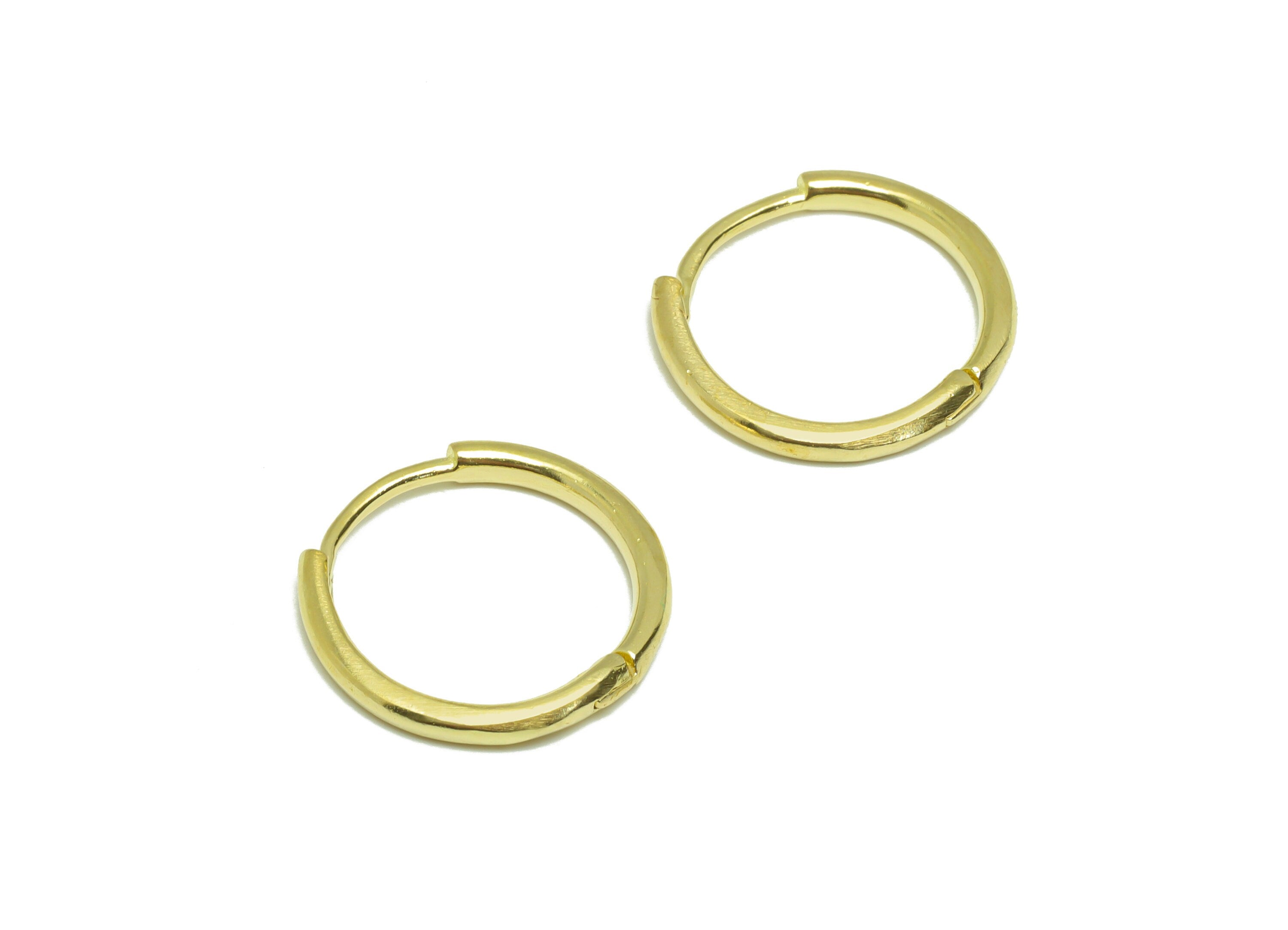 Brass Round Huggie Hoop Earring - Raw Brass Round Hoop Earring - Brass Huggie Hoop Wire Earring - Brass Clasp Earring - 17x16.4x2mm - PP9183 - DOMEDBAZAAR