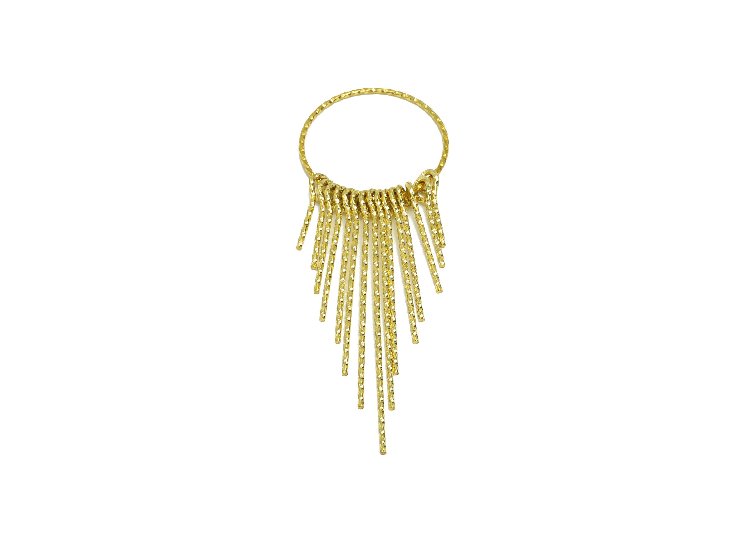 Brass Round Wire Tassel Earring Charm - Brass Textured Wire Earring Charm - Wire Earring Charm - Dangle Tassel Charm -85.1x29x1mm - PP9346 - DOMEDBAZAAR