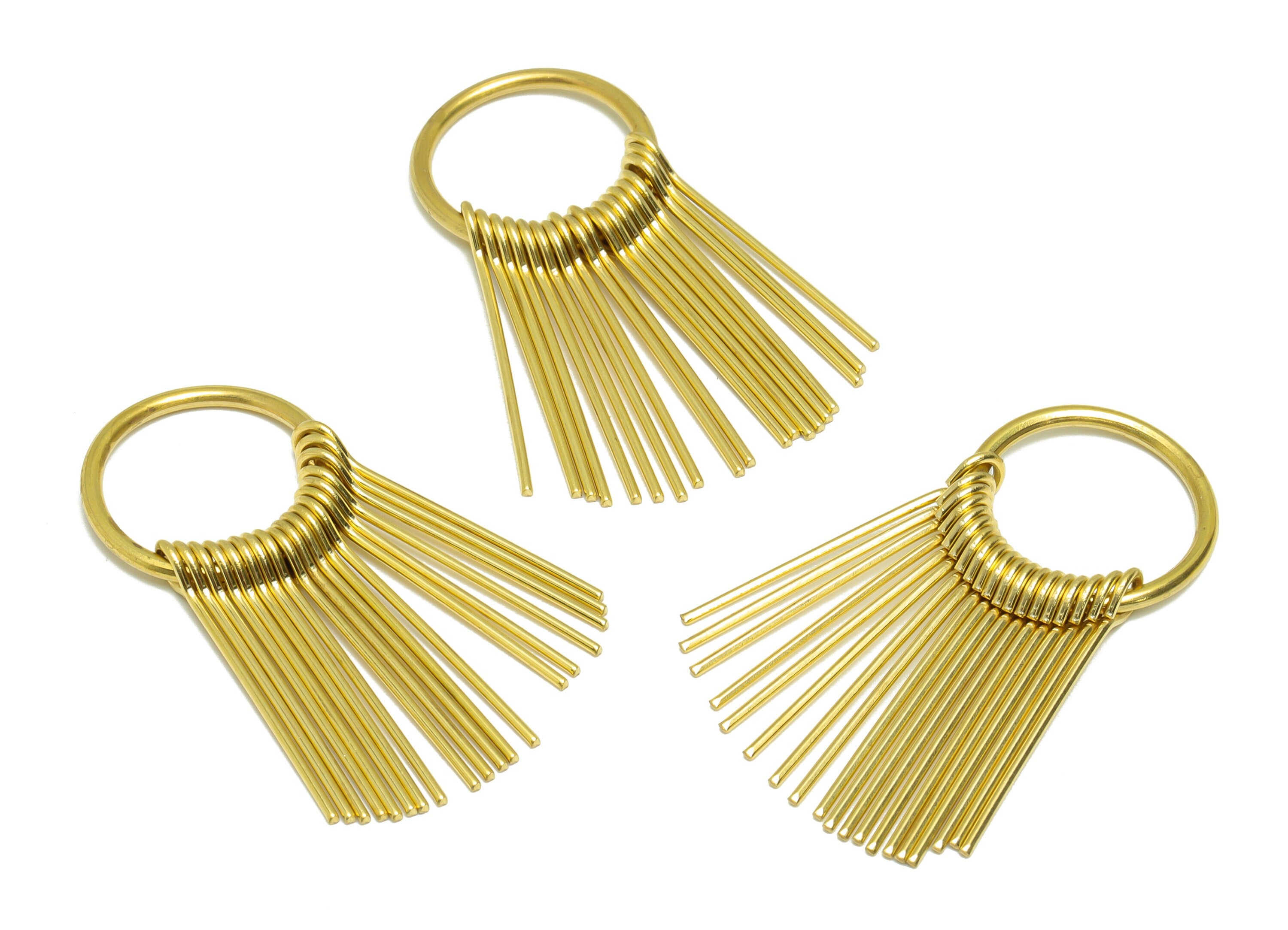 Round Wire Tassel Earring Charm - Brass Circle Wire Earring Charm - Dangle Wire 19 Earring Charm - Dangle Tassel Charm - 39x17x1mm - PP9342 - DOMEDBAZAAR