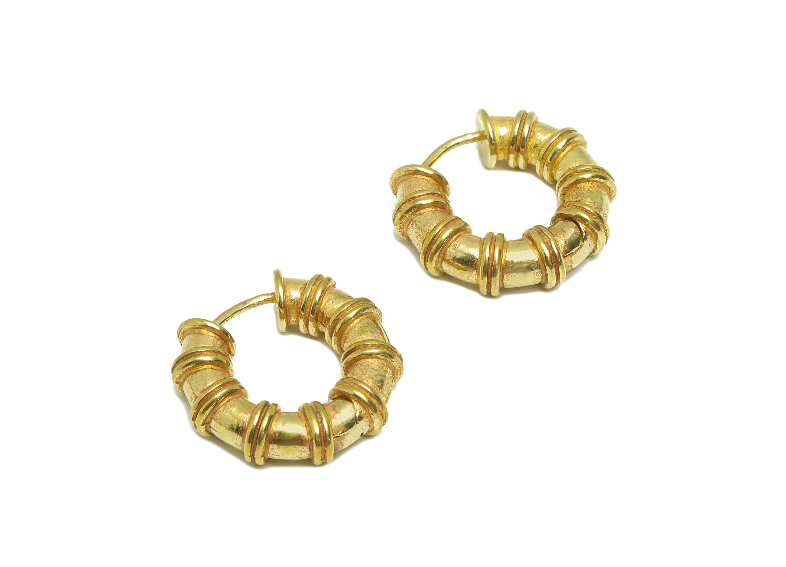 Brass Thick Huggie Hoop Earring - Raw Brass Textured Earring Clasp - Pipeline Hoop Clasp Earring - Thick Hoop Earring - 21x19x6mm - PP9214 - DOMEDBAZAAR