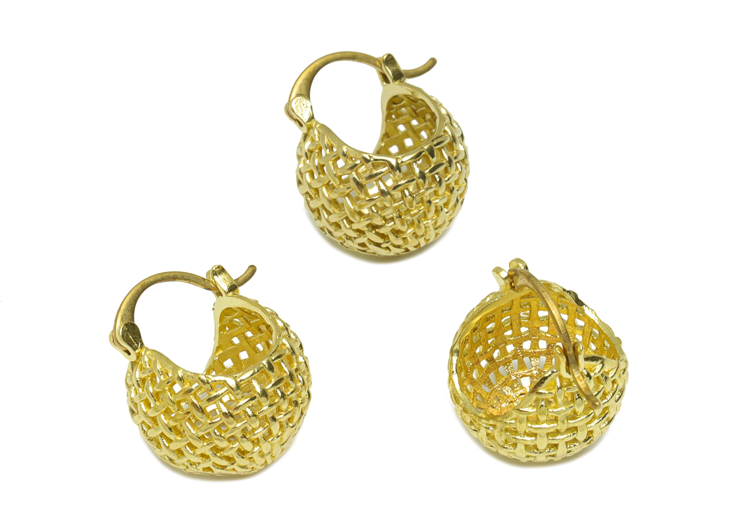 Brass Round Hinged Back Earring - Raw Brass Basket Mesh Back Earring - Wire Hoop Back Earring - Hoop Wire Back Earring - 17x16x14mm - PP9200 - DOMEDBAZAAR