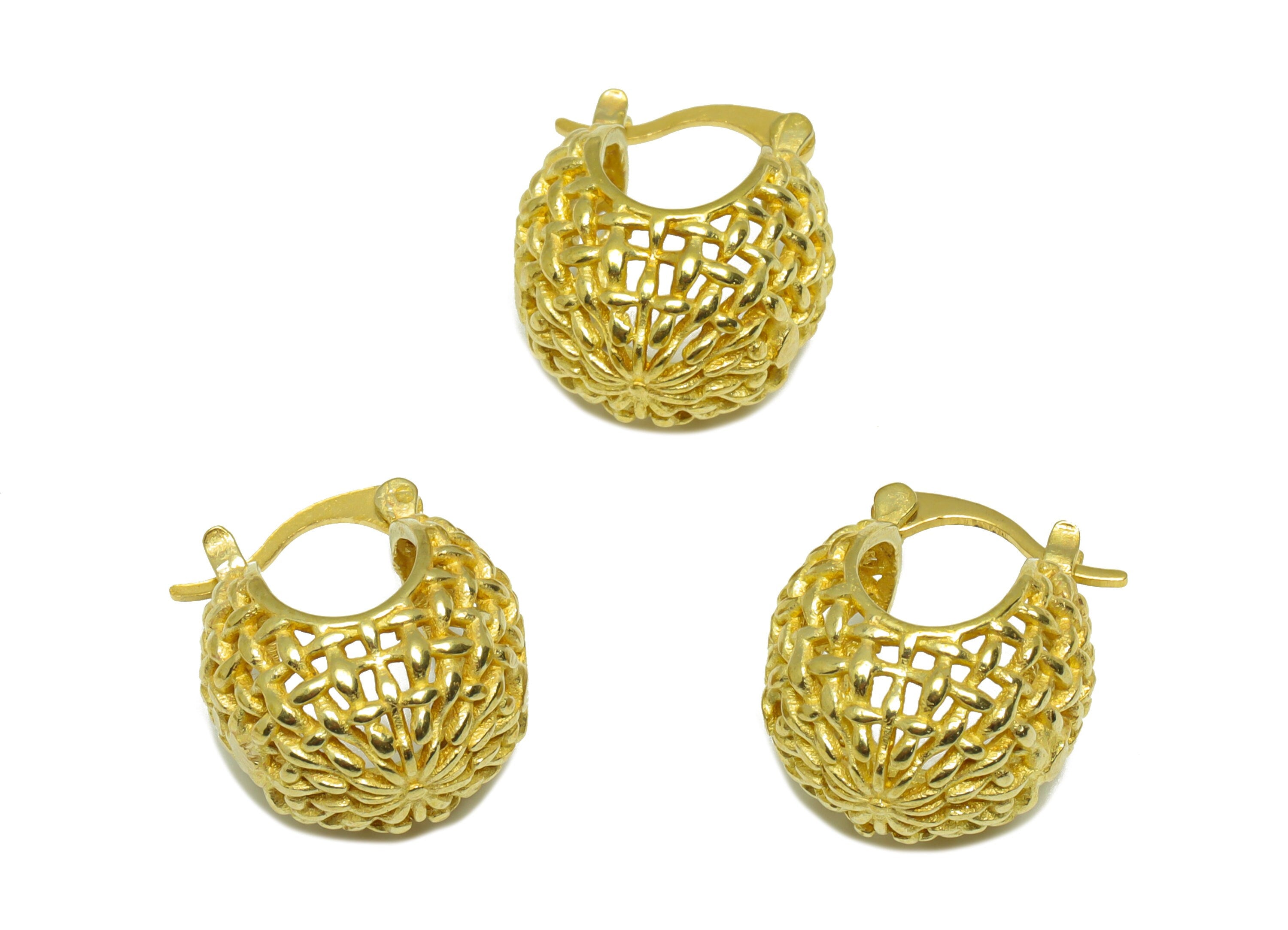 Brass Oval Hinged Back Earring - Raw Brass Basket Mesh Back Earring - Wire Hoop Back Earring - Hoop Wire Back Earring - 17x14x11mm - PP9201 - DOMEDBAZAAR