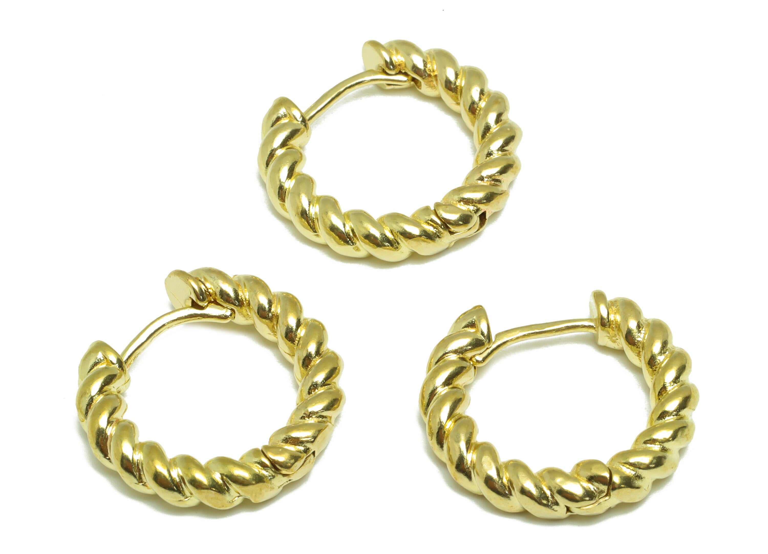 Brass Twisted Huggie Hoop Earring - Raw Brass Twisted Wire Earring Clasp - Brass Clasp Earring - Rope Hoop Earring - 19.63x19x3mm - PP9193 - DOMEDBAZAAR