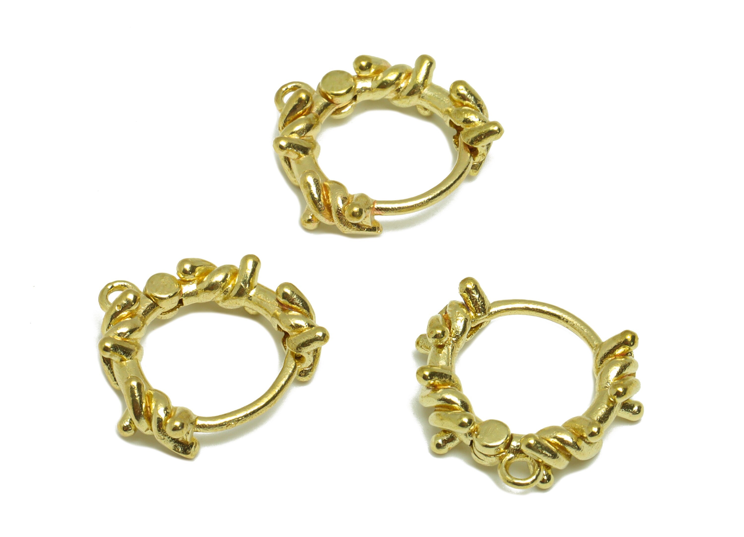 Brass Wire Huggie Hoop Earring - Raw Brass Twine Wire Earring Clasp - Brass Hoop Clasp Earring - Irregular Hoop Earring - 16x15x2mm -PP9184 - DOMEDBAZAAR