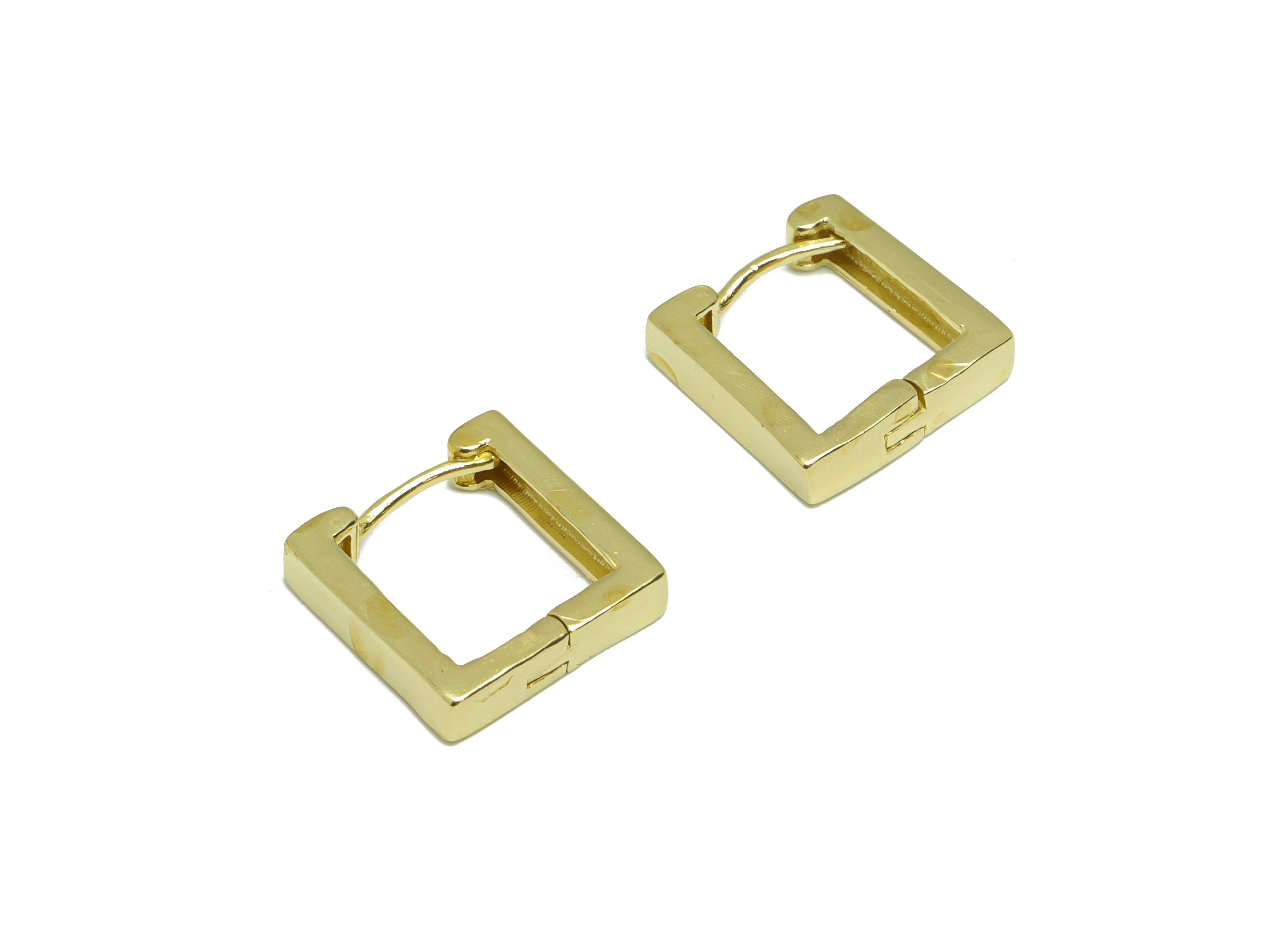 Brass Square Huggie Hoop - Raw Brass Hoop Wire Earring Clasp - Brass Hoop Clasp Earring - Geometry Hoop Earring -12.26x12.18x3.14mm -PP9194 - DOMEDBAZAAR