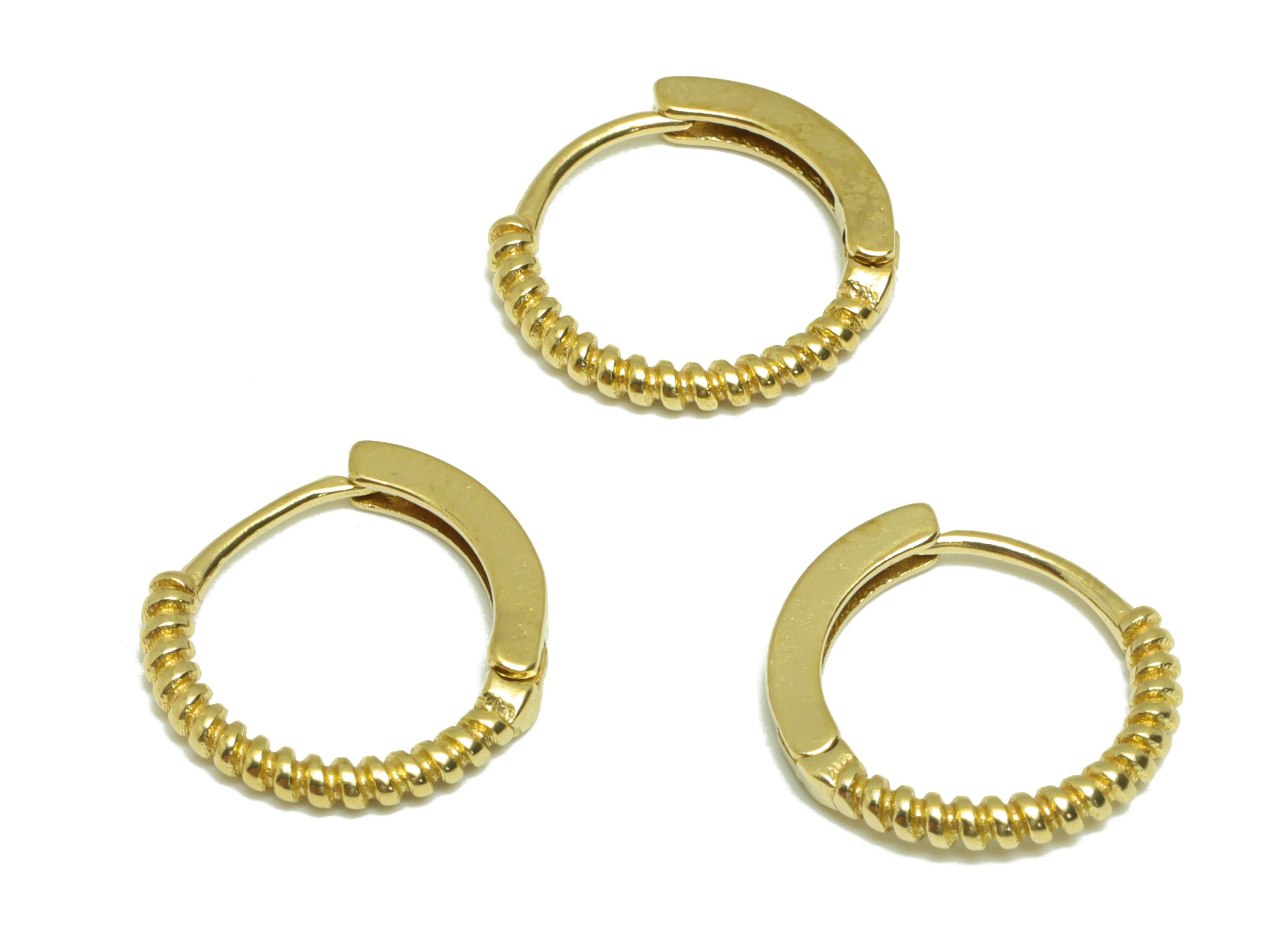 Brass Rope Wire Huggie Hoop - Raw Brass Twisted Wire Earring Clasp - Brass Hoop Clasp Earring - Mini Hoop Earring - 13.4x12.54x1mm - PP9173 - DOMEDBAZAAR