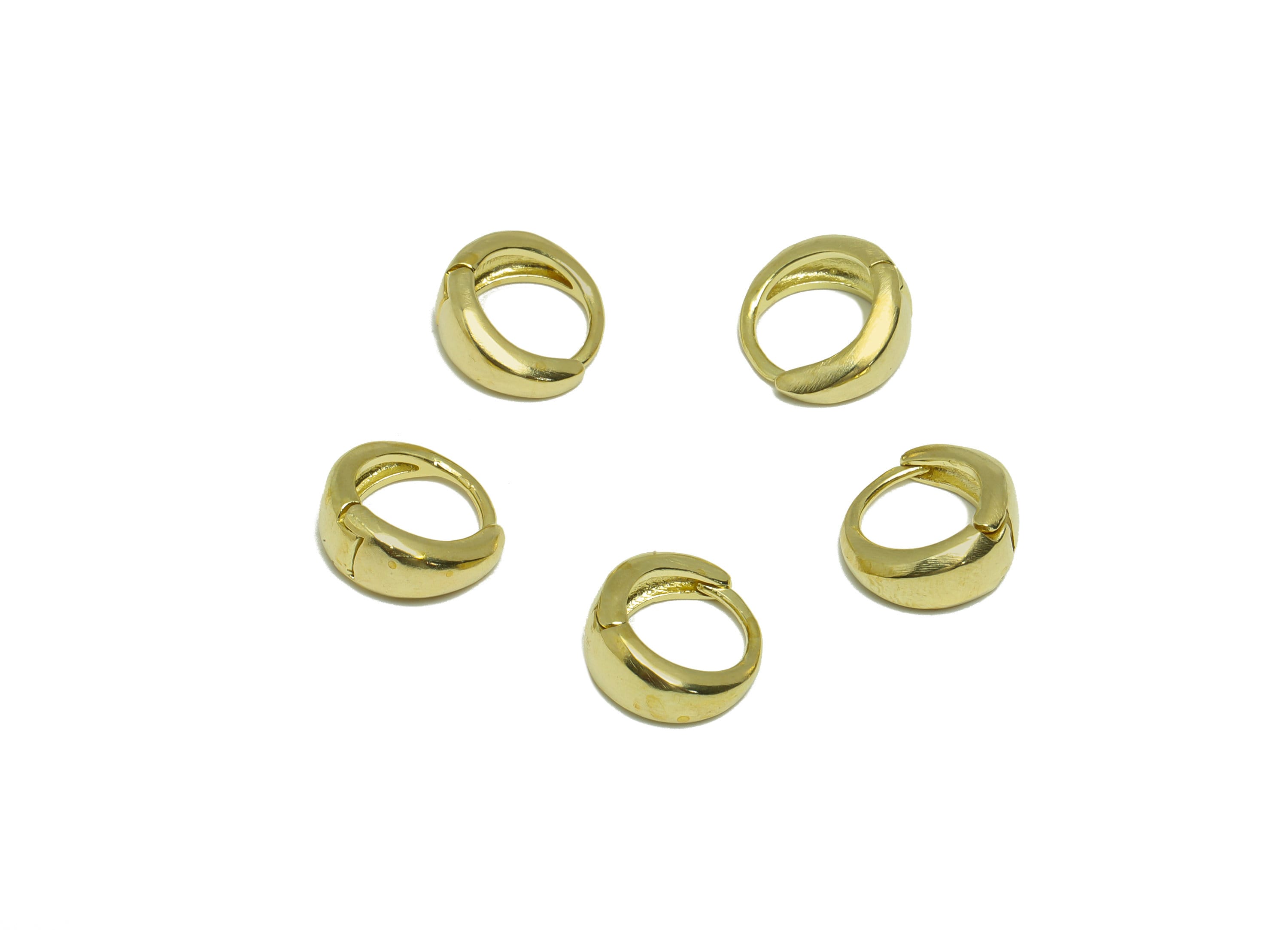 Brass Round Huggie Hoop - Raw Brass Thick Wire Earring Clasp - Brass Hoop Clasp Earring - Brass Mini Hoop Earring - 11.20x10.93x5mm - PP9165 - DOMEDBAZAAR
