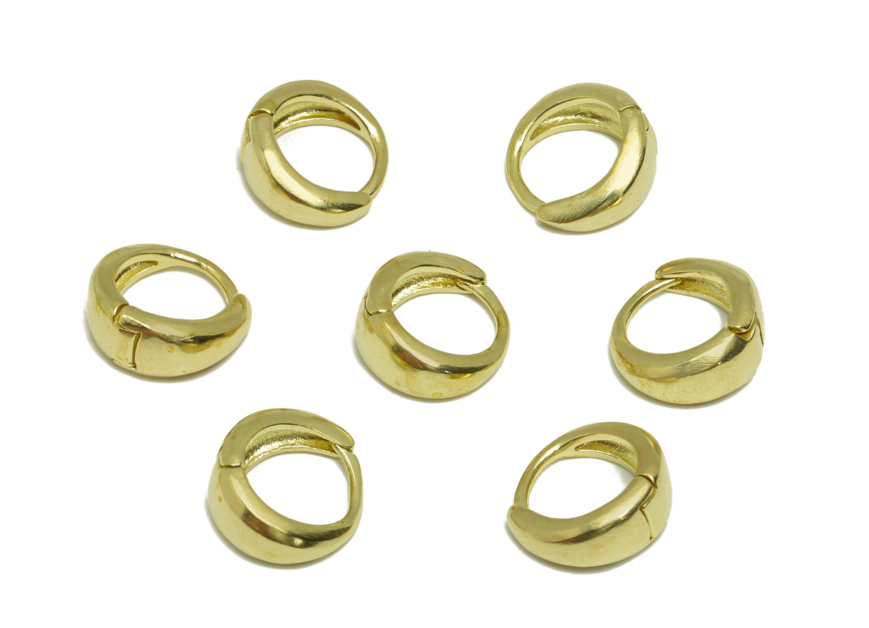 Brass Round Huggie Hoop - Raw Brass Thick Wire Earring Clasp - Brass Hoop Clasp Earring - Brass Mini Hoop Earring - 11.20x10.93x5mm - PP9165 - DOMEDBAZAAR