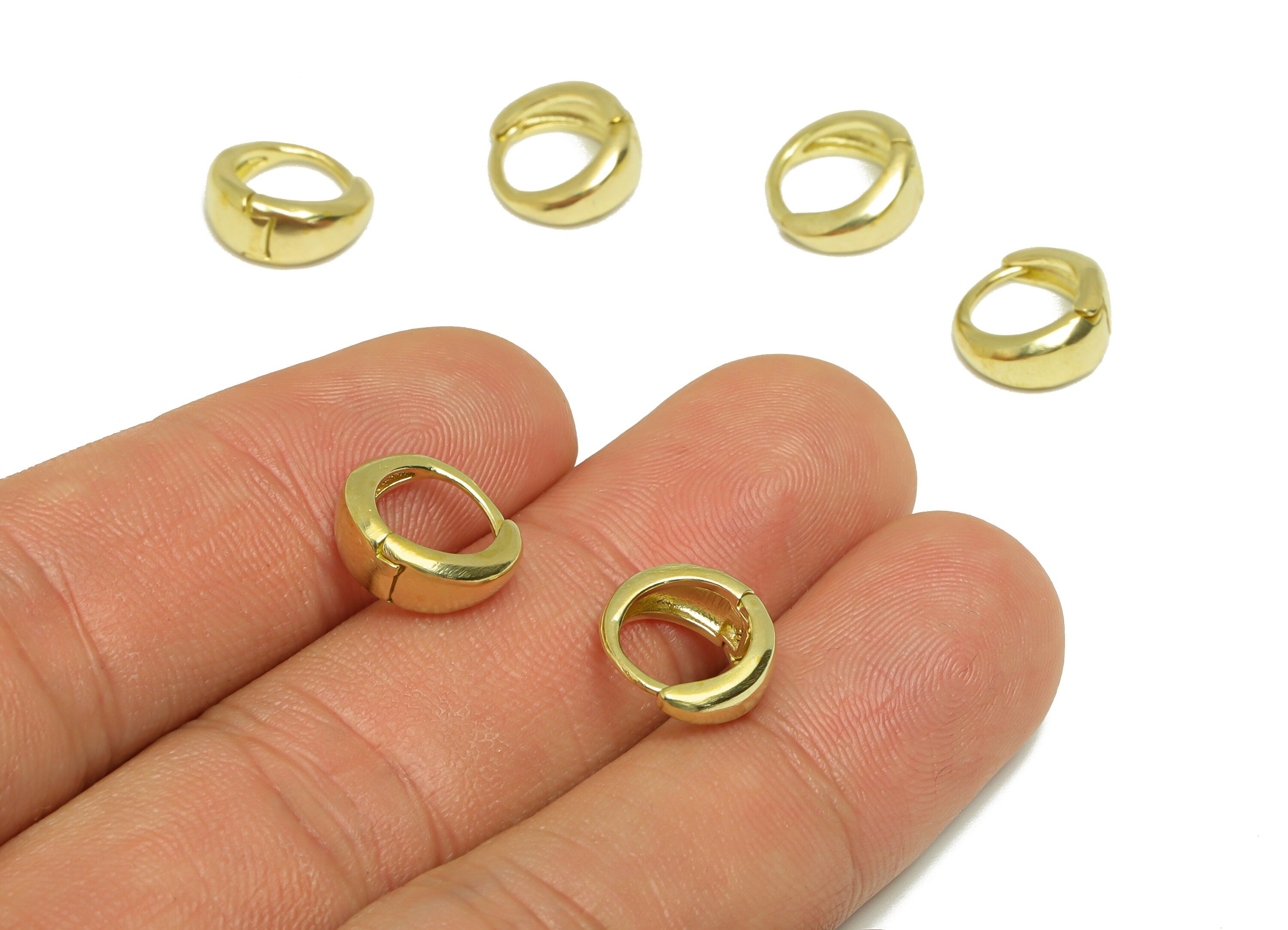 Brass Round Huggie Hoop - Raw Brass Thick Wire Earring Clasp - Brass Hoop Clasp Earring - Brass Mini Hoop Earring - 11.20x10.93x5mm - PP9165 - DOMEDBAZAAR