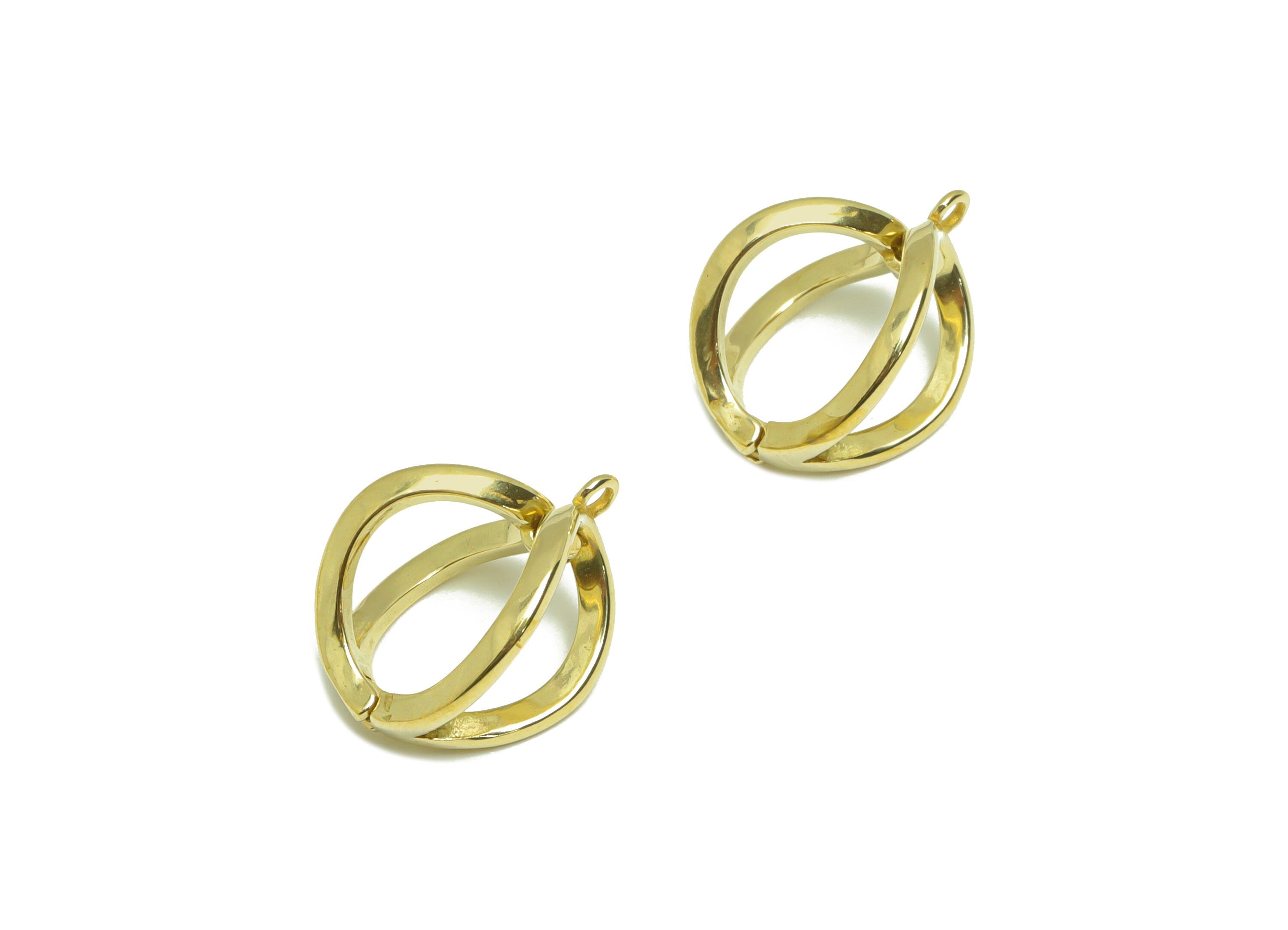 Teardrop Earring Charm - Raw Brass Gemstone Earring Charm - Ball Wire Earring Charm - Gemstone Pendant For Necklace - 16x11x10mm - PP9167 - DOMEDBAZAAR