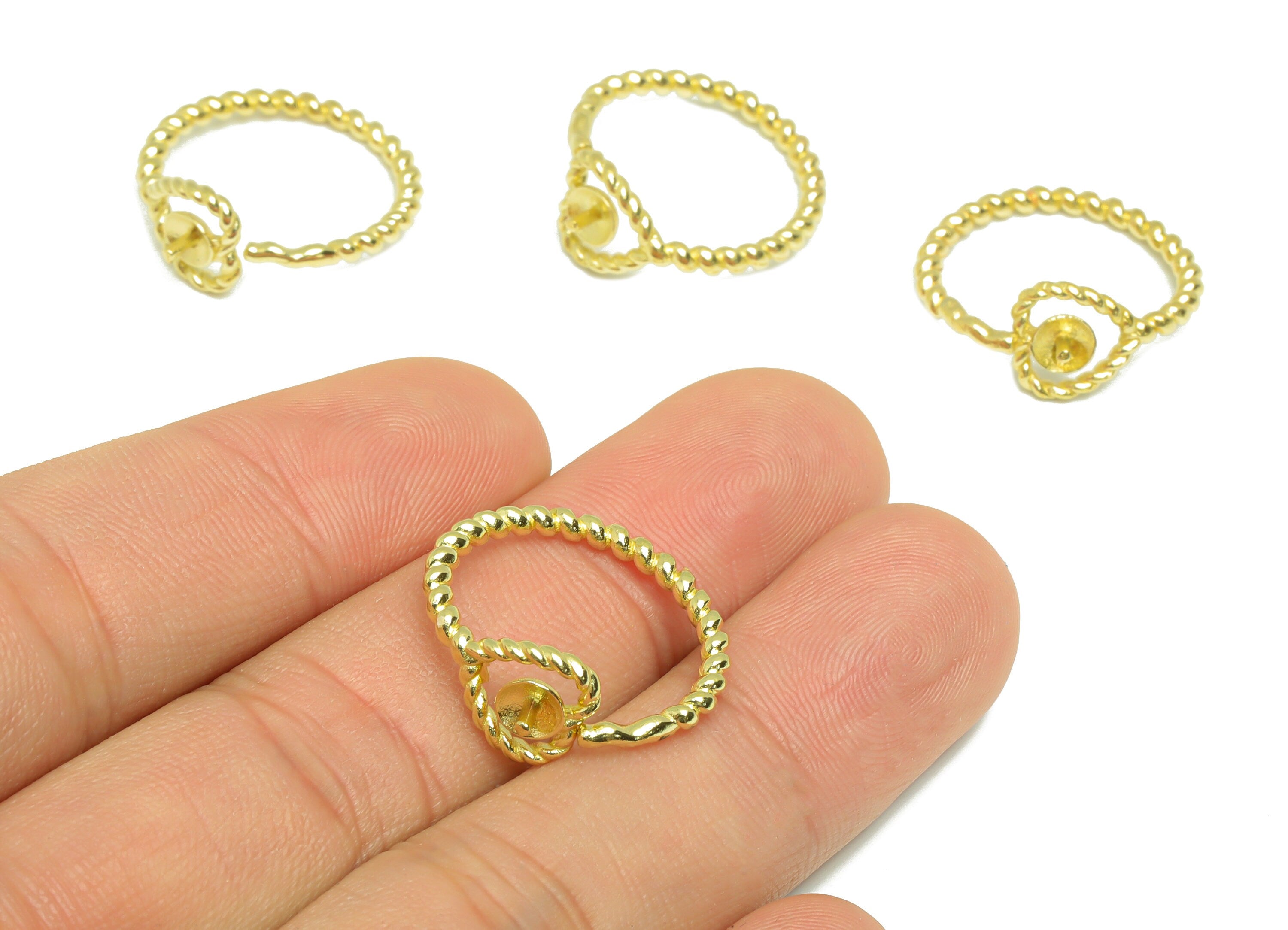 Brass Heart Chain Ring - Raw Brass Rope Wire Ring - Brass Adjustable Ring - Brass Heart Woven Ring - Ring for Peral - 22x20x2mm - PP9189 - DOMEDBAZAAR