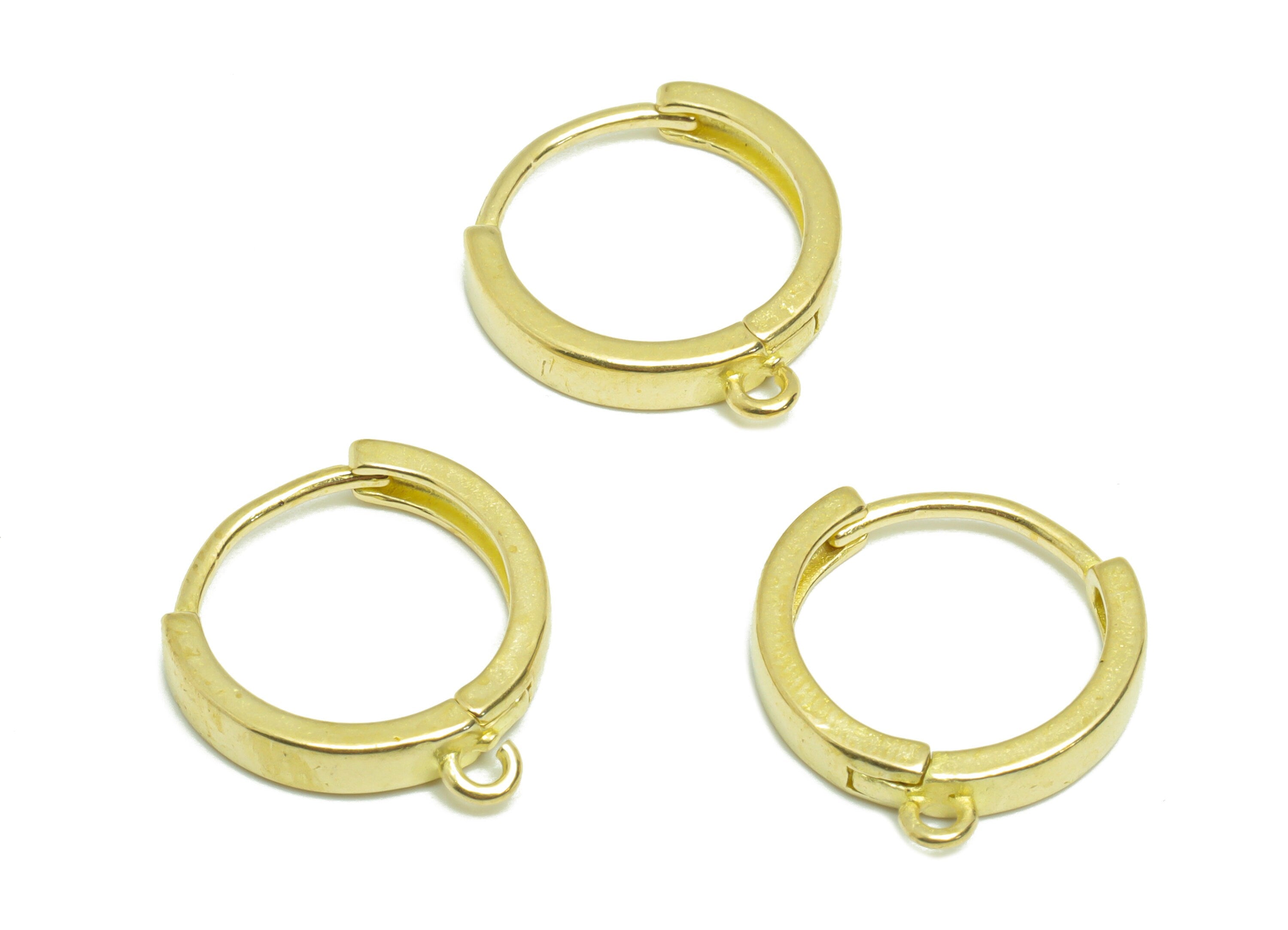 Round Huggie Hoop Earring - Raw Brass Hoop Earring Clasp With Loop - Brass Circle Clasp Earring - Hoop Earring - 16.92x15.6x1mm -PP9281 - DOMEDBAZAAR