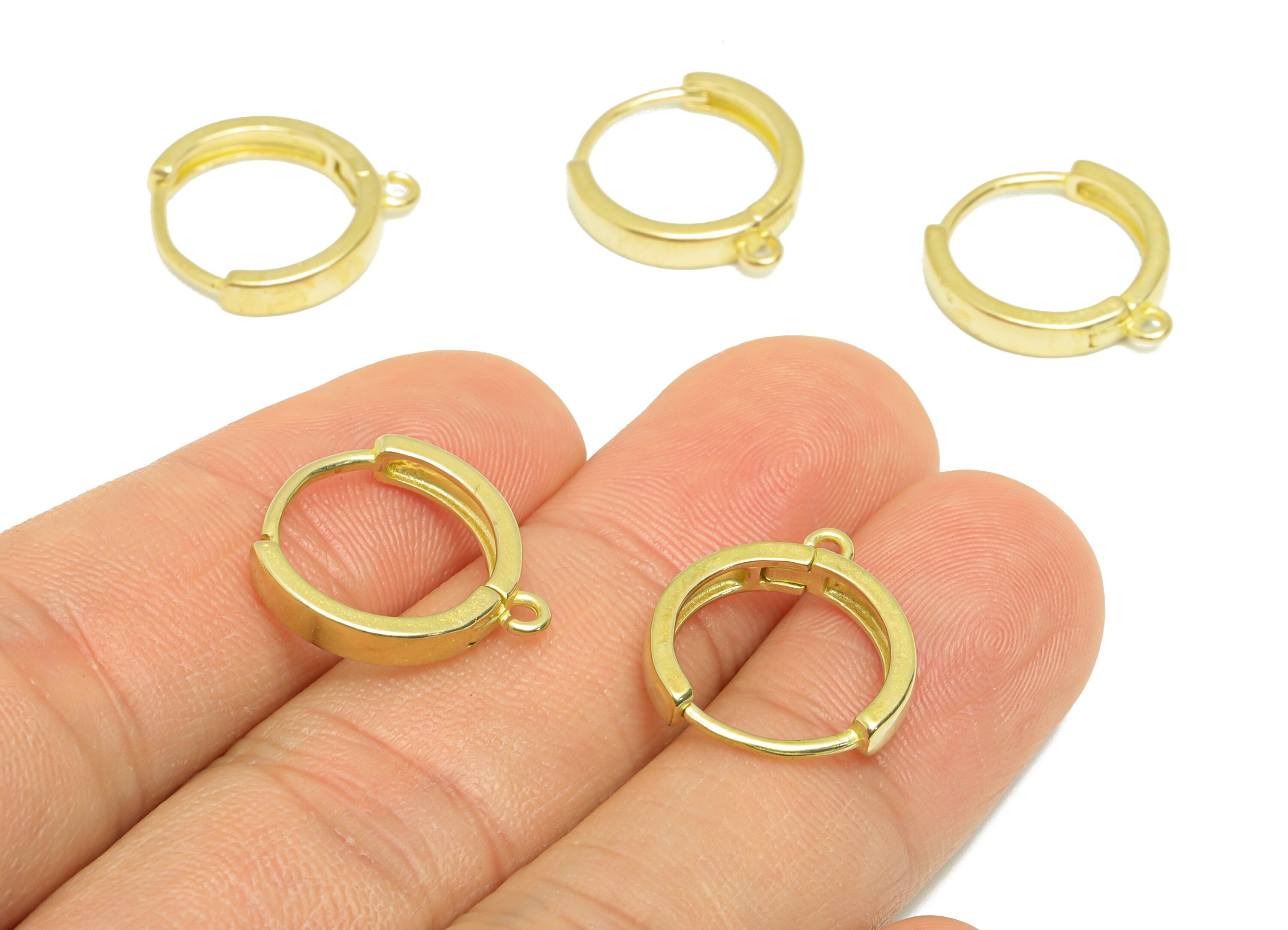 Round Huggie Hoop Earring - Raw Brass Hoop Earring Clasp With Loop - Brass Circle Clasp Earring - Hoop Earring - 16.92x15.6x1mm -PP9281 - DOMEDBAZAAR
