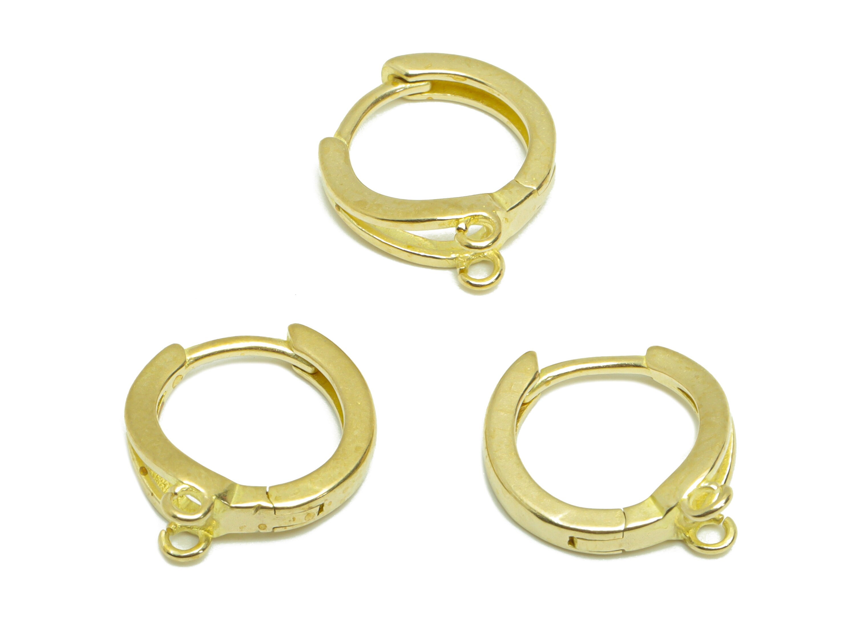 Round Huggie Hoop Earring - Raw Brass Drop Earring Clasp With Loop - Brass Circle Clasp Earring - Hoop Earring - 16x12x1mm -PP9276 - DOMEDBAZAAR