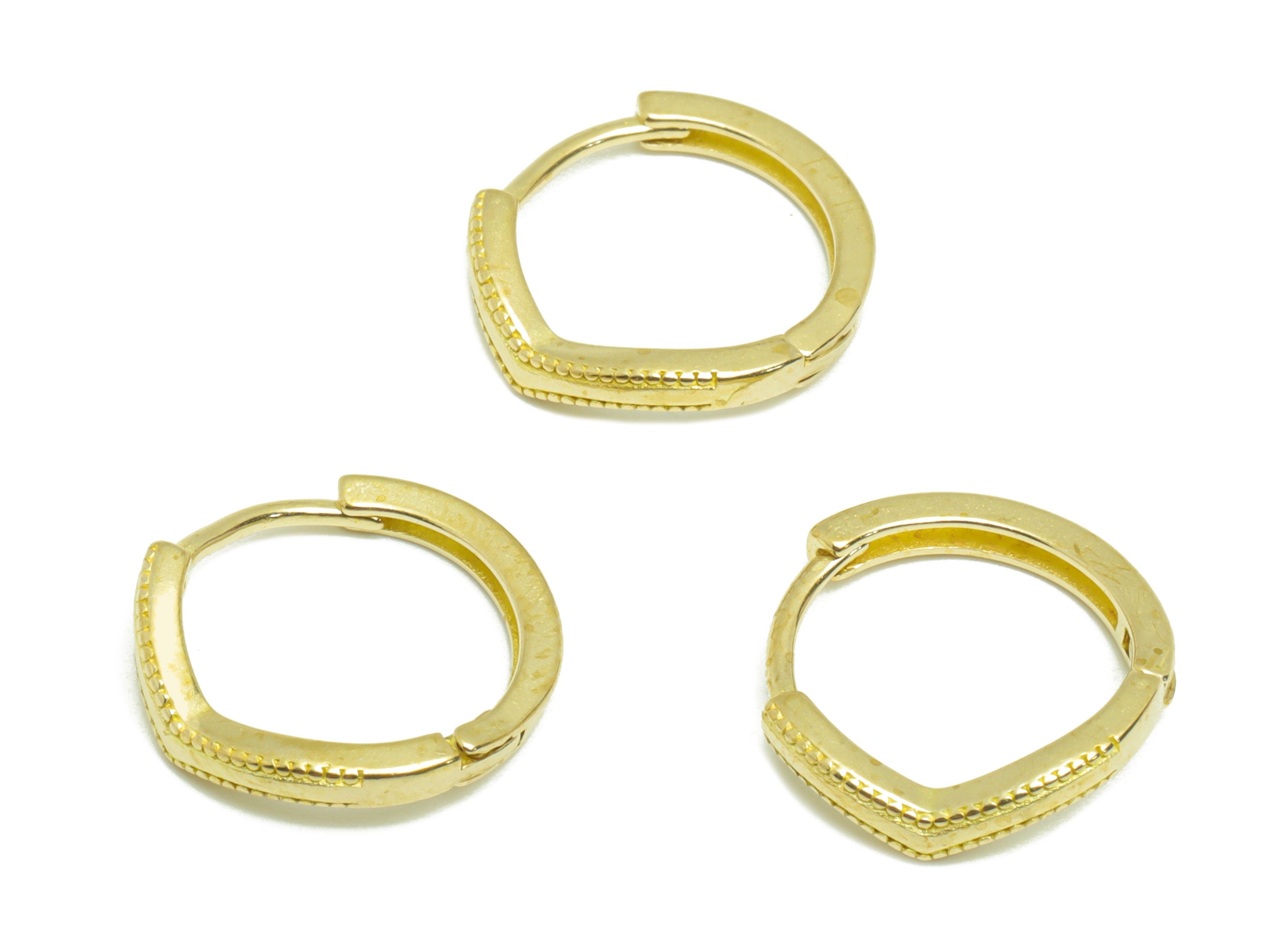 Wavy Huggie Hoop Earring- Raw Brass Textured Wire Earring Clasp - Brass Circle Clasp Earring - Brass Hoop Earring - 14.15x13x1.4mm - PP9273 - DOMEDBAZAAR