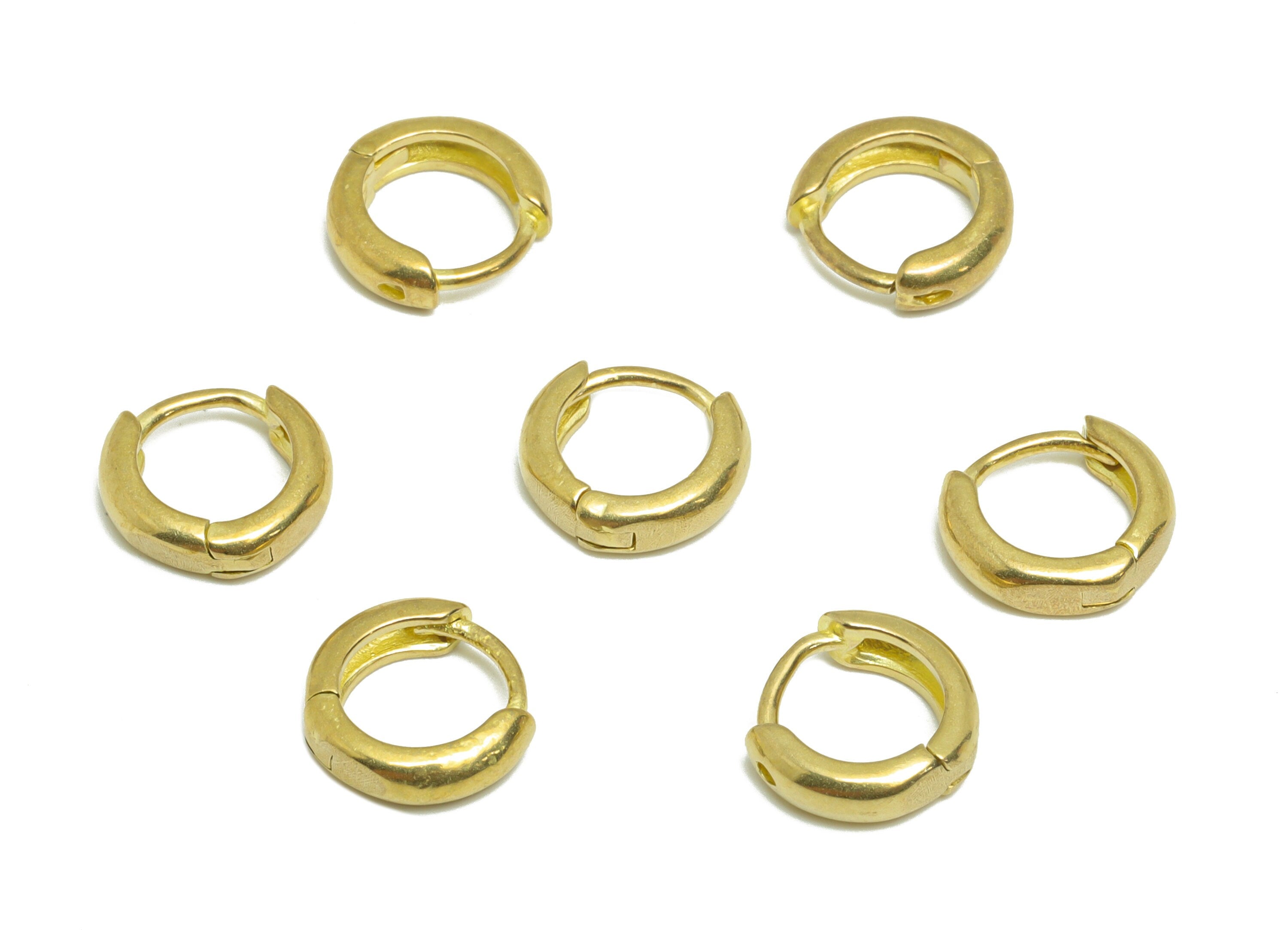 Round Wire Huggie Earring - Raw Brass Mini Earring Clasp - Brass Circle Clasp Earring - Clasp Huggie Earring - 9x8.9x1.5mm - PP9292 - DOMEDBAZAAR