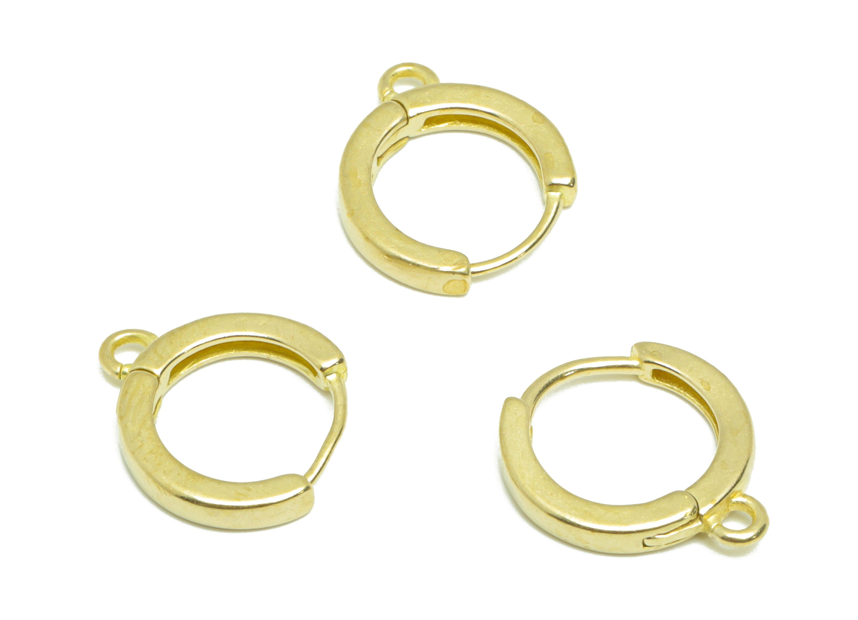 Round Huggie Hoop Earring- Raw Brass Earring Clasp With Loop - Brass Circle Clasp Earring - Clasp Hoop Earring - 13.8x11x1.6mm - PP9272 - DOMEDBAZAAR