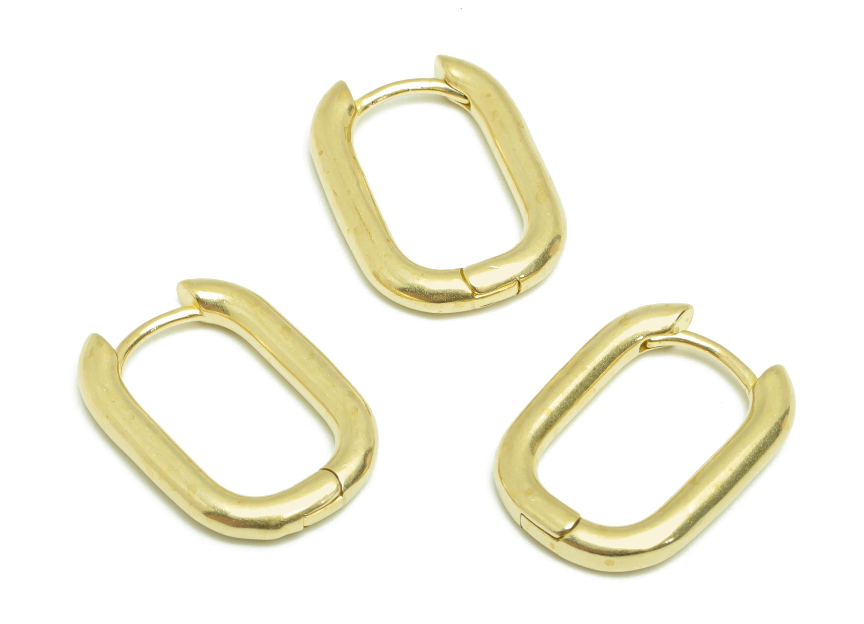 Rectangle Huggie Hoop Earring- Raw Brass  Earring Clasp With Loop - Brass Clasp Earring - Hoop Earring - 21x14.9x2.64mm - PP9271 - DOMEDBAZAAR