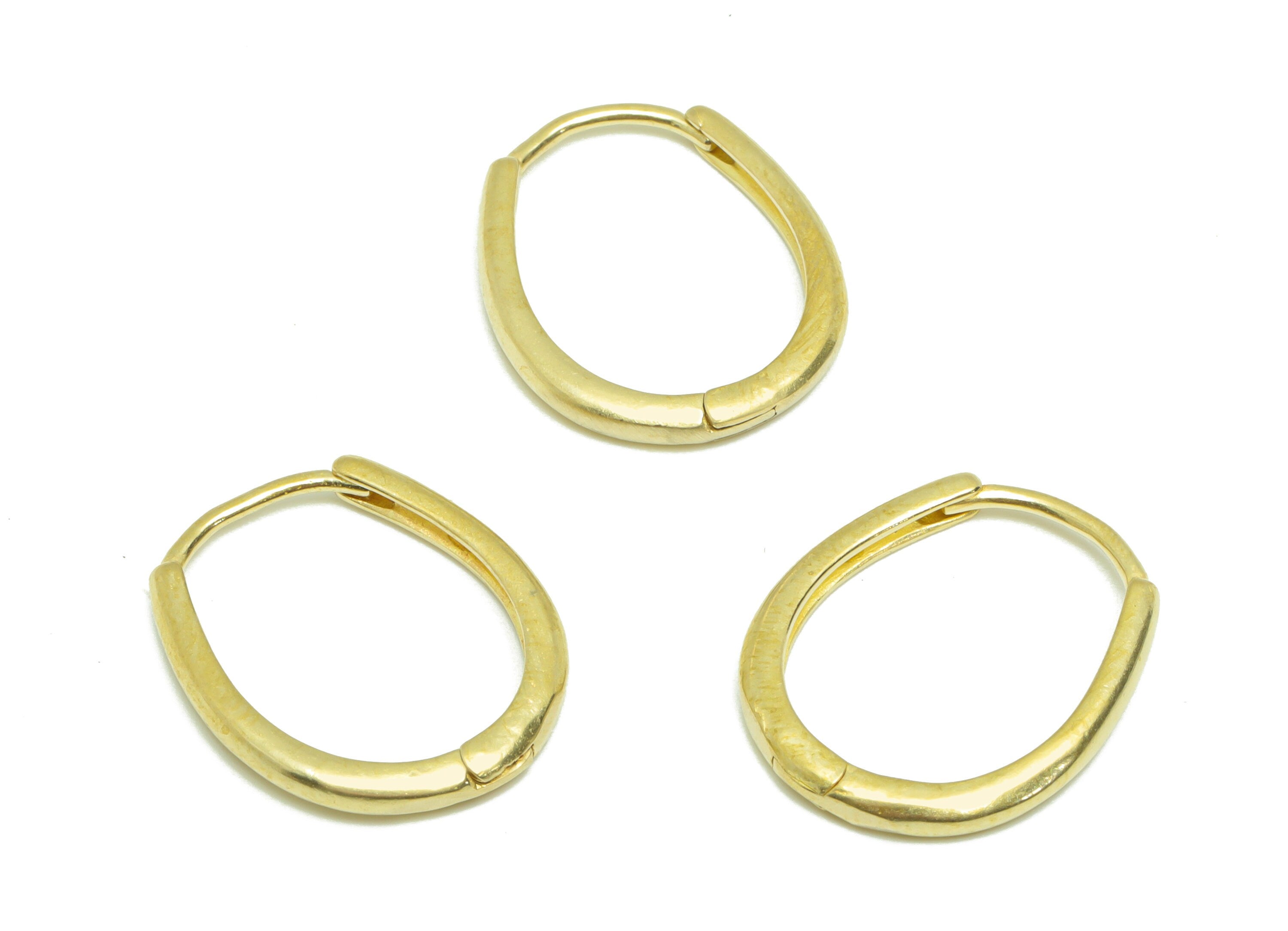 Oval Huggie Hoop Earring- Raw Brass Earring Clasp - Brass Clasp Earring - Clasp Hoop Earring - 19x15.7x2.17mm - PP9267 - DOMEDBAZAAR