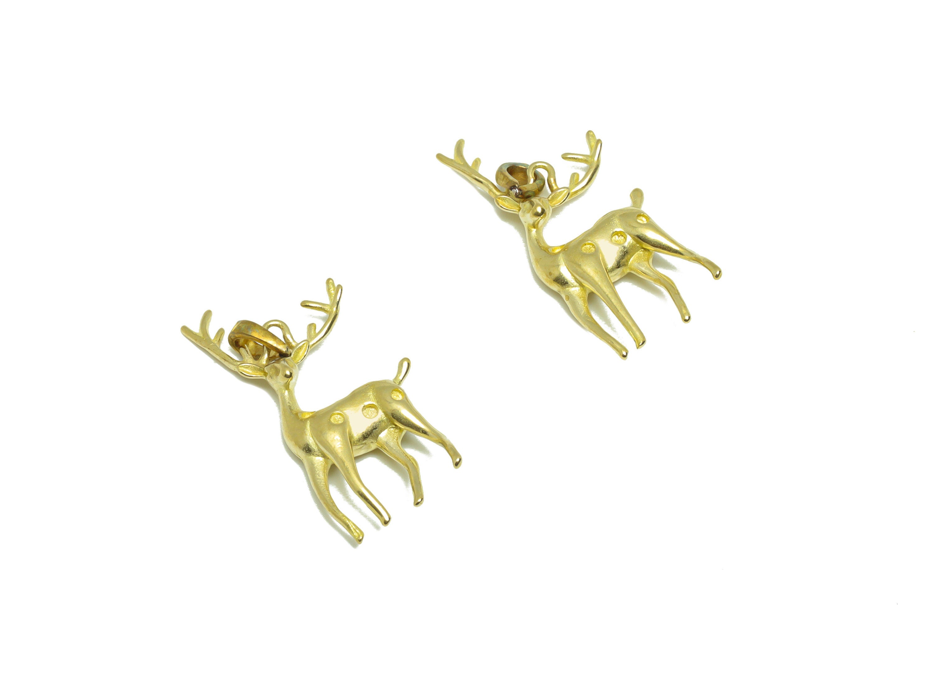 Brass Deer Earring Charm - Raw Brass Sika Deer Earring Charm - Brass Deer Pendant - Deer Figure Pendant - For Pendant - 10x23x3mm - PP9296 - DOMEDBAZAAR
