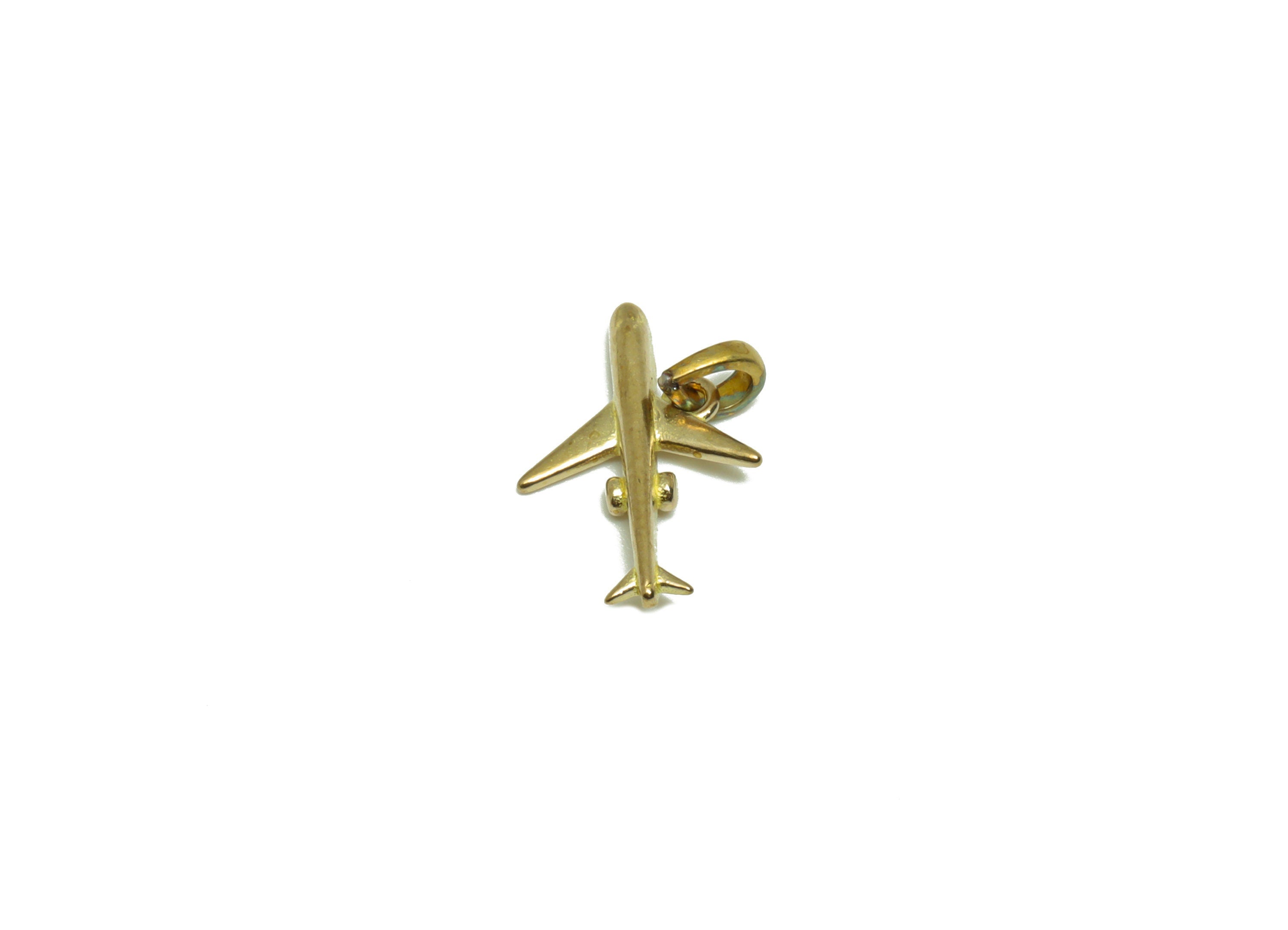 Brass Airplane Earring Charm - Raw Brass Airplane Earring Charm - Brass Airplane Pendant - Plane Figure Pendant - 14.75x10.05x1.6mm - PP9297 - DOMEDBAZAAR