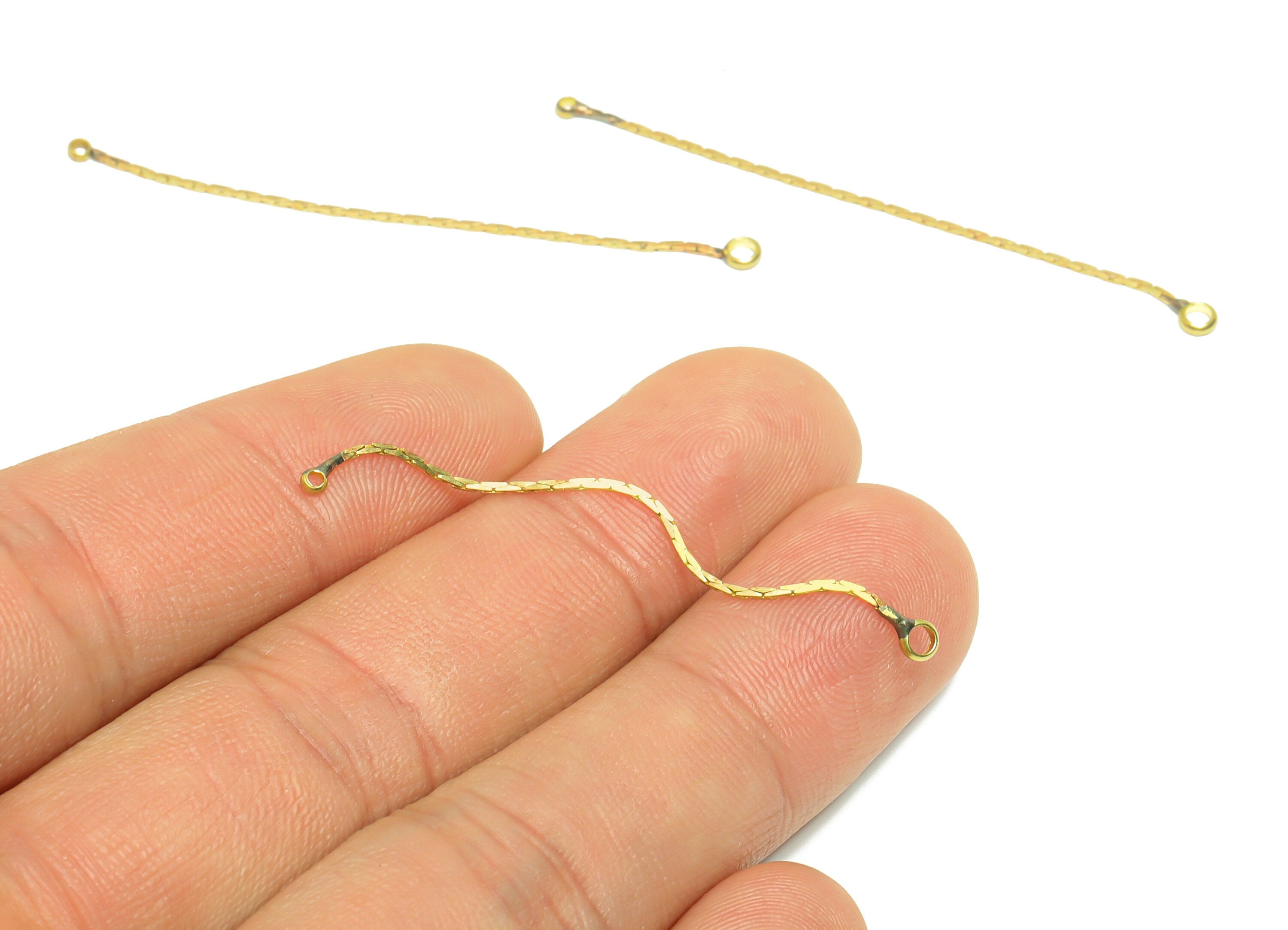 Brass Chain Earring Connector - Brass Snake Chain Connector - Raw Brass Chain Earring Connector - Jewelry Supplies - 53.41x3x1mm - PP9308 - DOMEDBAZAAR