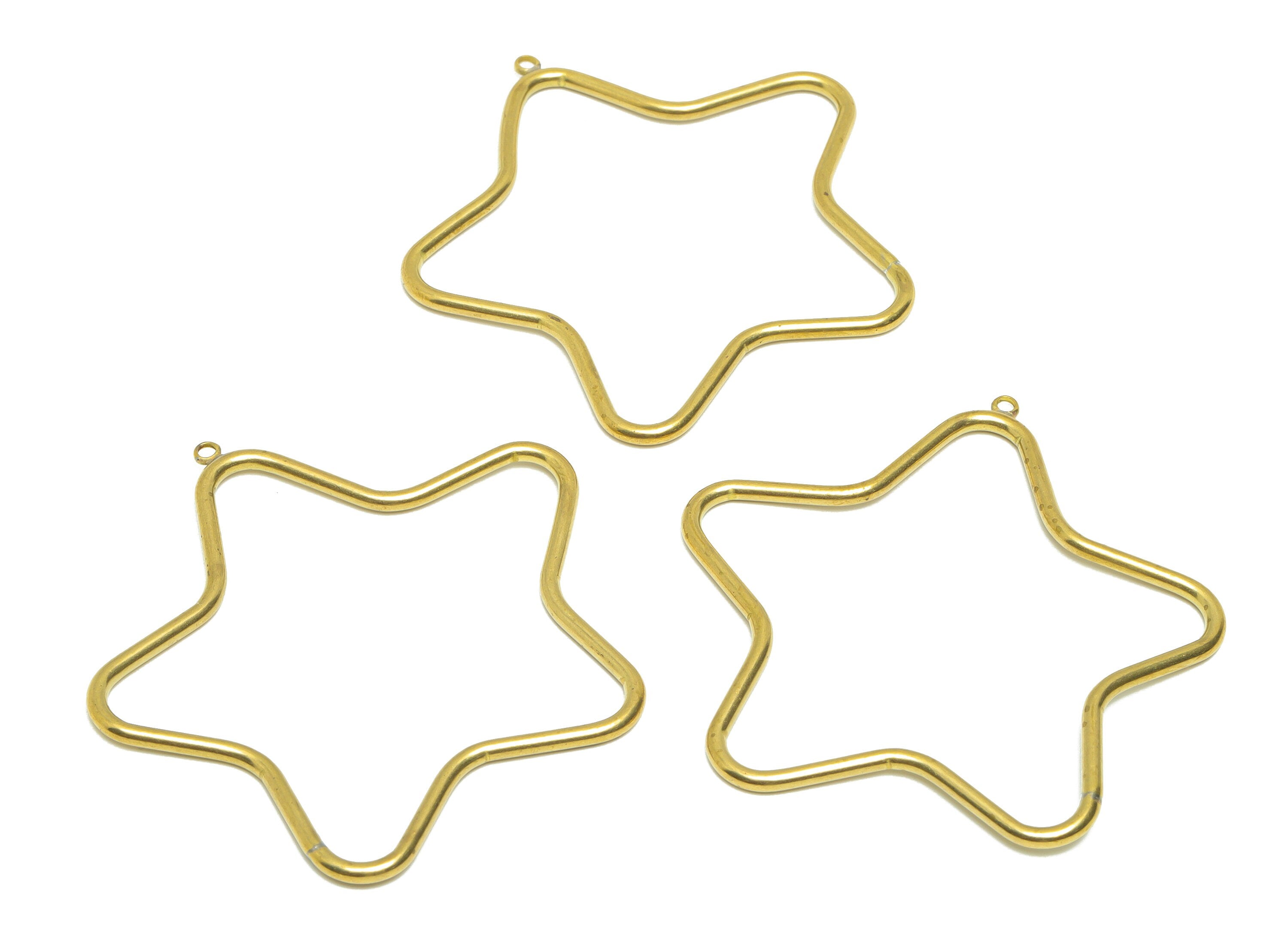 Brass Star Wire Earring Charm - Raw Brass Star Earring Charm - Brass Wire Star Pendant - For Pendant - Star Ring - 53x51x1mm - PP9414 - DOMEDBAZAAR