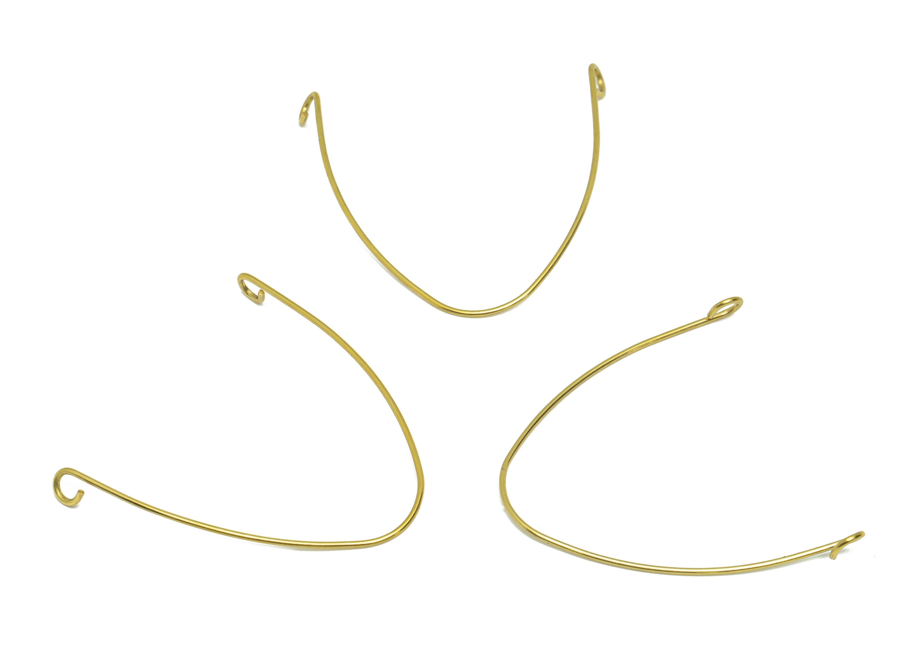 Brass Wire Earring Connector - Raw Brass Wire Earring Charm - Brass Wire V Earring Connector - Earring Connector - 31.3x31.6x0.7mm - PP9608 - DOMEDBAZAAR