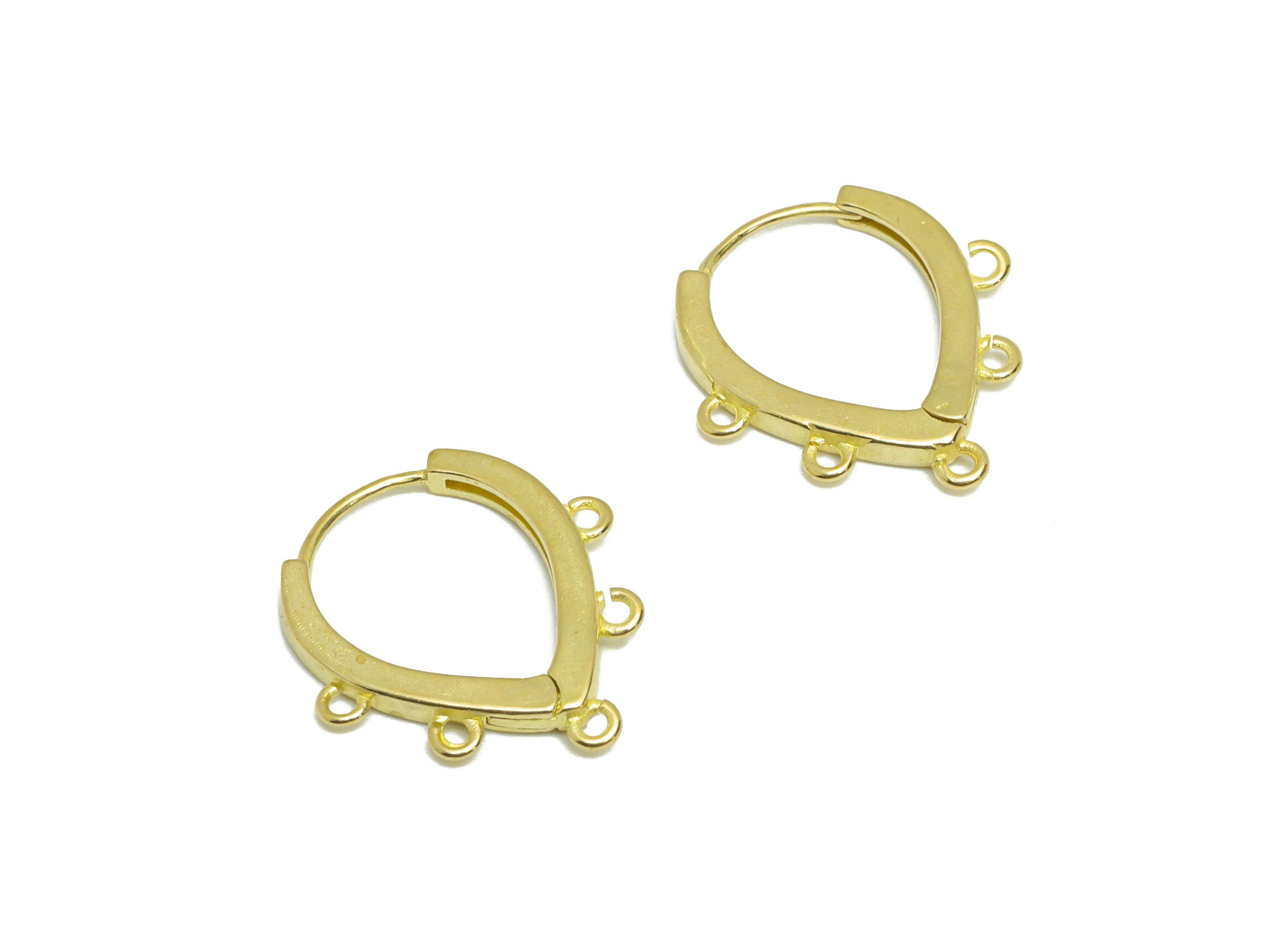 Brass Teardrop Huggie Hoop Earring - Raw Brass Drop Earring Clasp With 5 Loop - Brass Clasp Connector Hoop Earring - 17x15x1mm -PP9600 - DOMEDBAZAAR