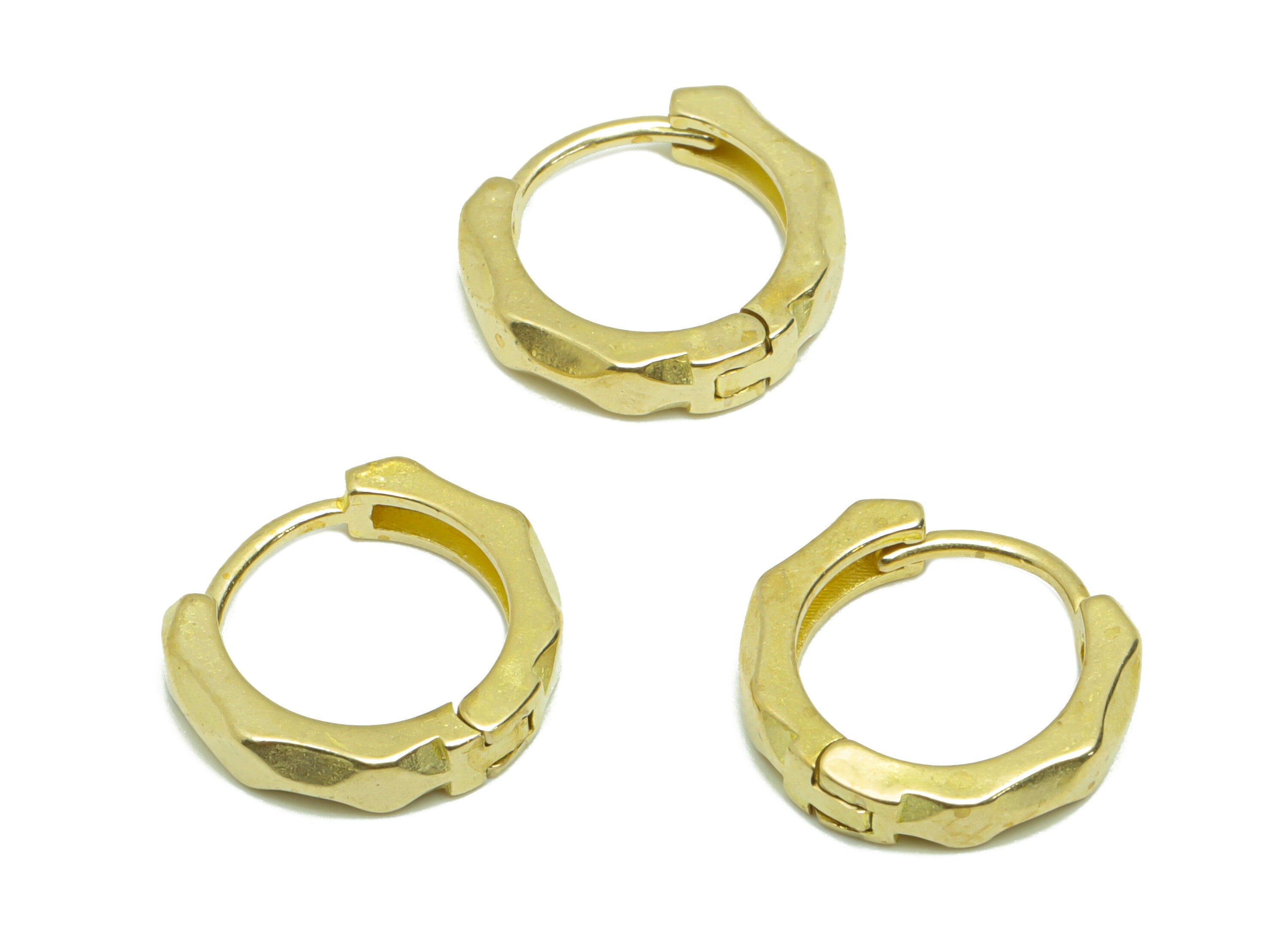 Octagon Huggie Hoop Earring - Raw Brass TexturedEarring Clasp - Brass Clasp Earring - Geometry Clasp Hoop Earring - 14.07x12x2mm - PP9612 - DOMEDBAZAAR