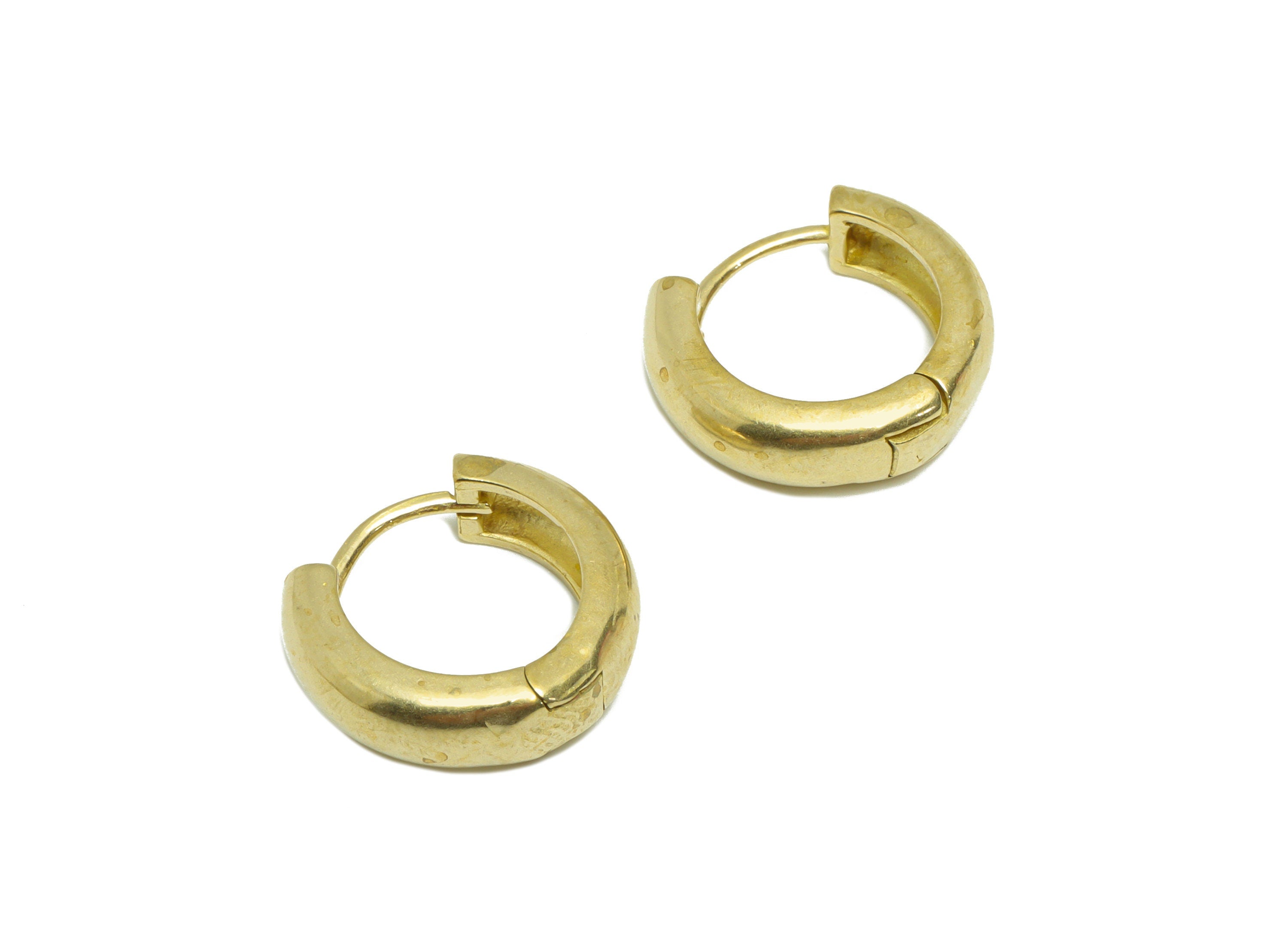Brass Round Huggie Hoop Earring - Raw Brass Thick Wire Earring Clasp - Brass Clasp Earring - Clasp Hoop Earring - 15.6x13.82x4mm - PP9615 - DOMEDBAZAAR