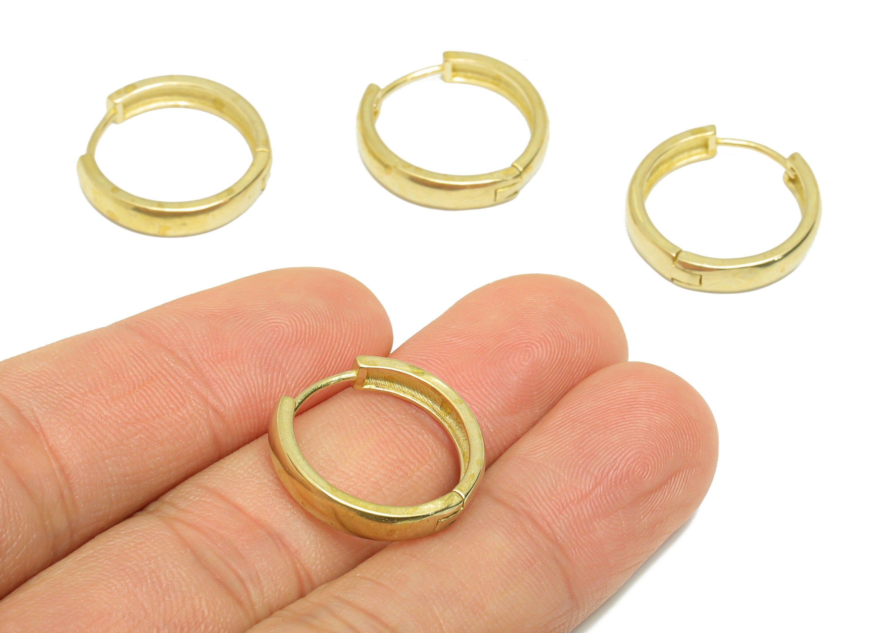 Brass Round Huggie Hoop Earring - Raw Brass Circle Earring Clasp - Brass Clasp Earring - Clasp Hoop Earring - 20.5x19.52x3mm - PP9611 - DOMEDBAZAAR