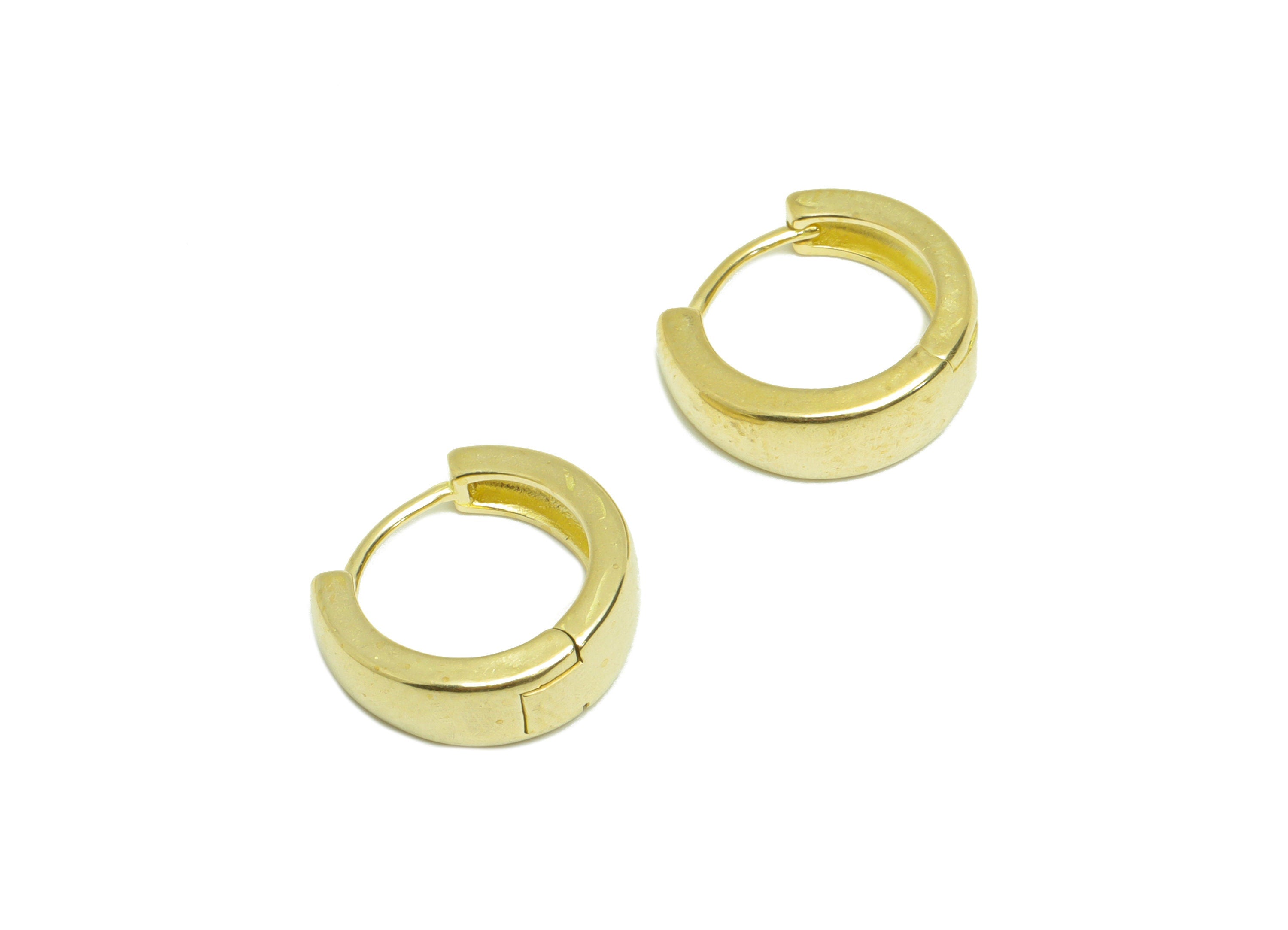 Brass Round Huggie Hoop Earring - Raw Brass Circle Wire Earring Clasp - Brass Clasp Earring - Clasp Hoop Earring - 14.62x12.8x4.8mm - PP9617 - DOMEDBAZAAR