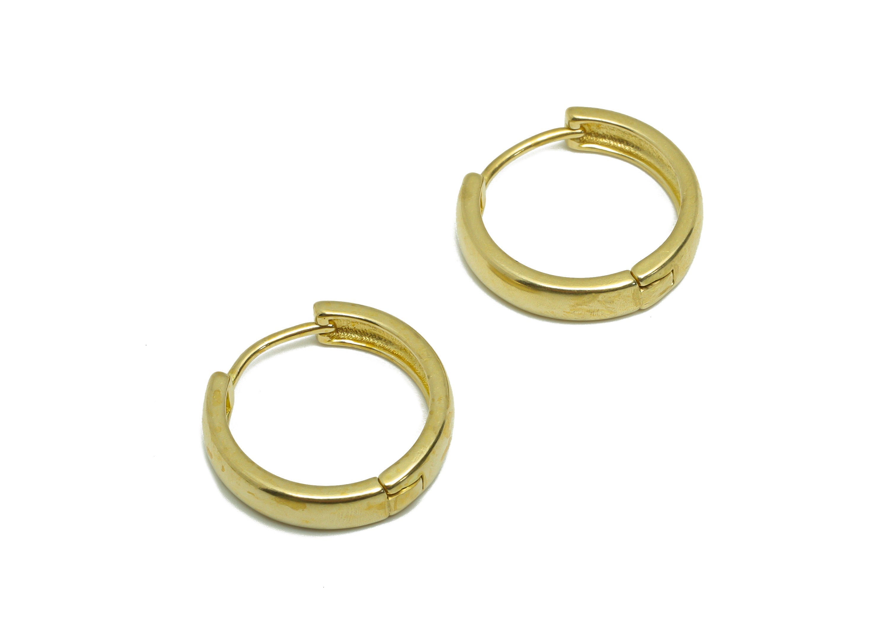 Brass Round Huggie Hoop Earring - Raw Brass Circle Earring Clasp - Brass Clasp Earring - Clasp Hoop Earring - 17.92x17.34x3mm - PP9613 - DOMEDBAZAAR