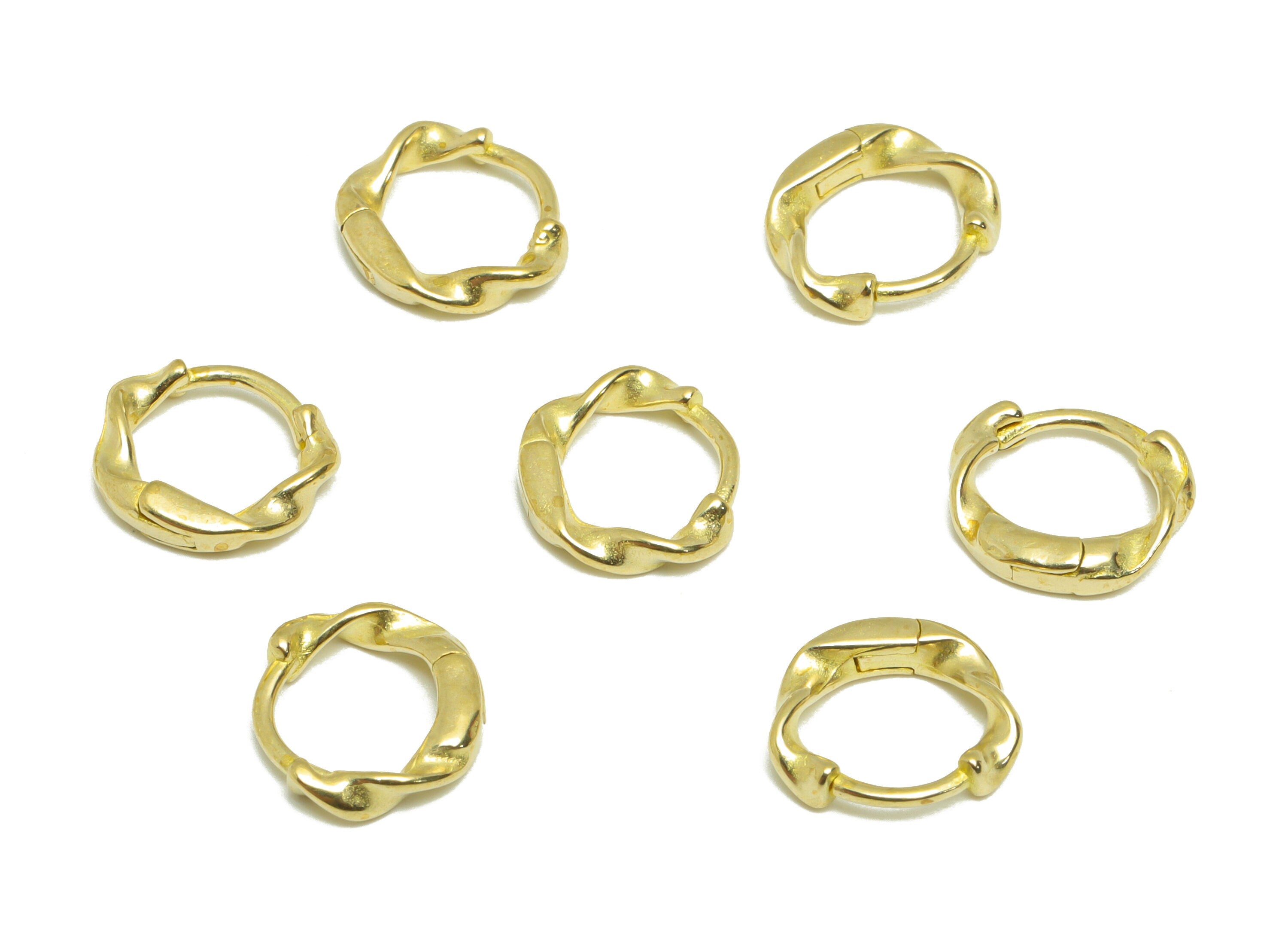 Brass Wavy Huggie Hoop Earring - Raw Brass Circle Earring Clasp - Brass Clasp Earring - Clasp Hoop Earring - 10.86x9.77x2.42mm - PP9616 - DOMEDBAZAAR