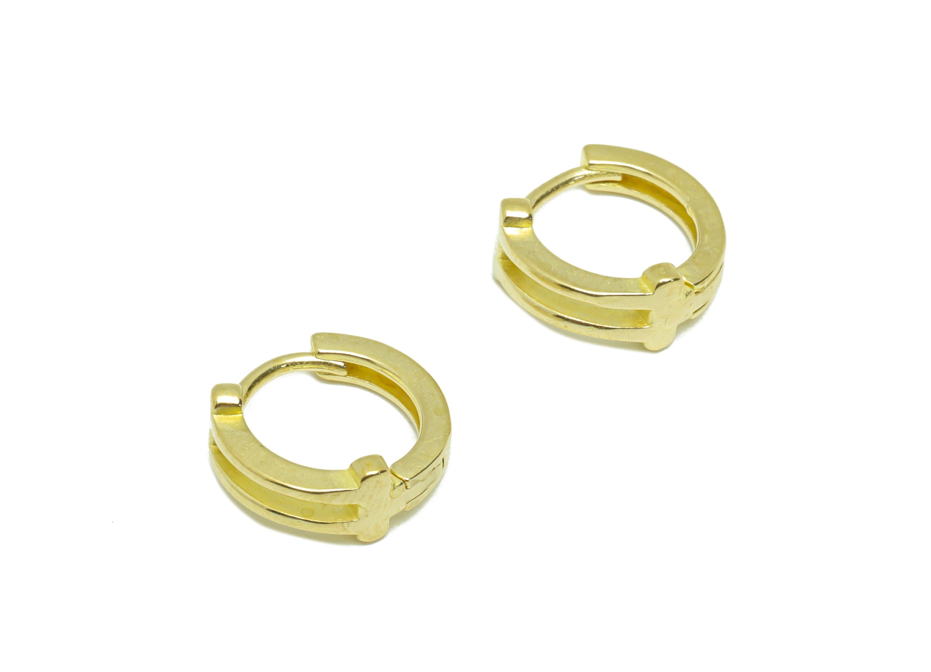 Brass Textured Huggie Hoop Earring - Raw Brass Circle Earring Clasp - Brass Clasp Earring - Clasp Hoop Earring - 11.82x10x4mm - PP9548 - DOMEDBAZAAR