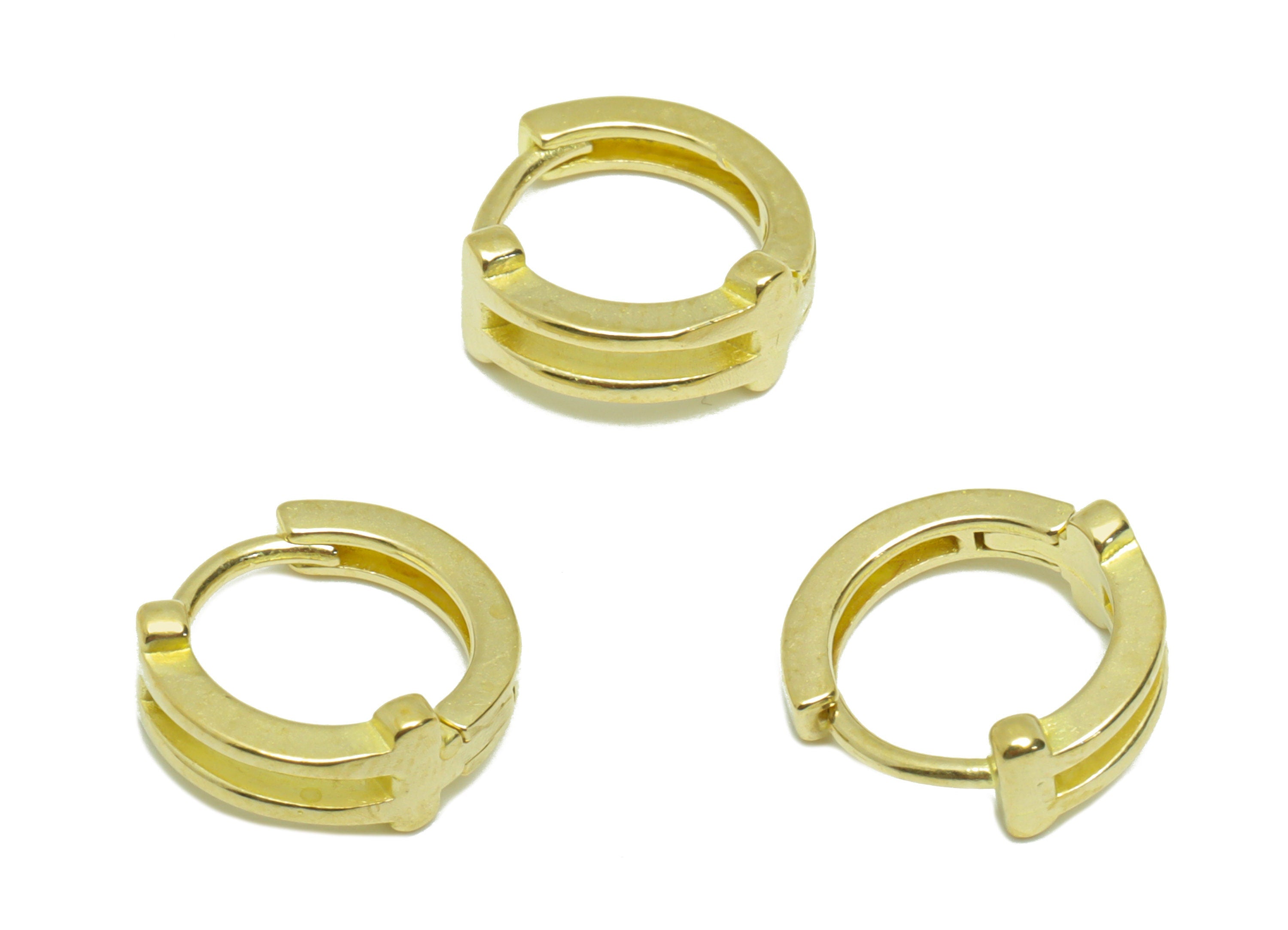 Brass Textured Huggie Hoop Earring - Raw Brass Circle Earring Clasp - Brass Clasp Earring - Clasp Hoop Earring - 11.82x10x4mm - PP9548 - DOMEDBAZAAR